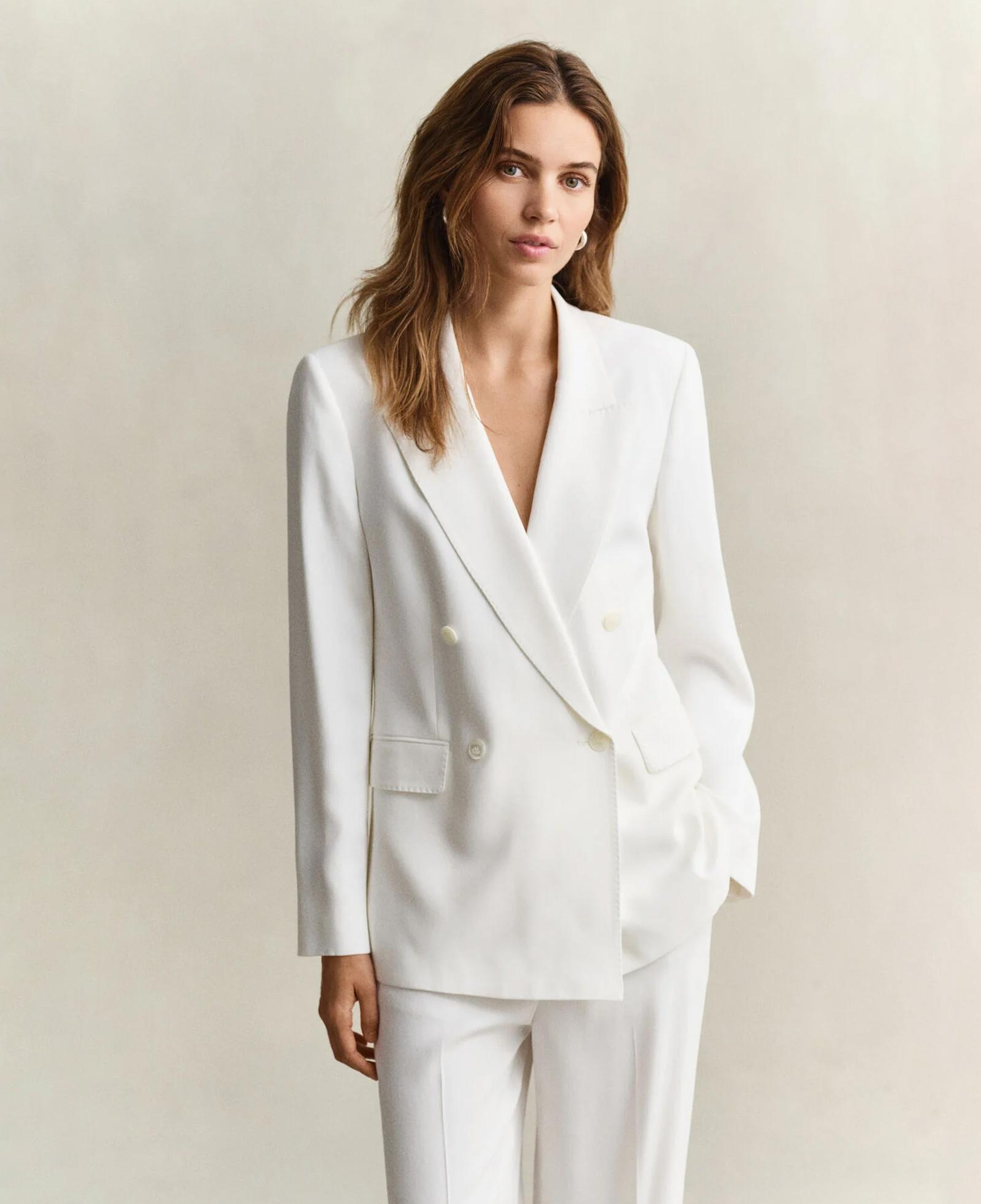 GANT Kadın Beyaz Kruvaze Yaka Regular Fit Blazer