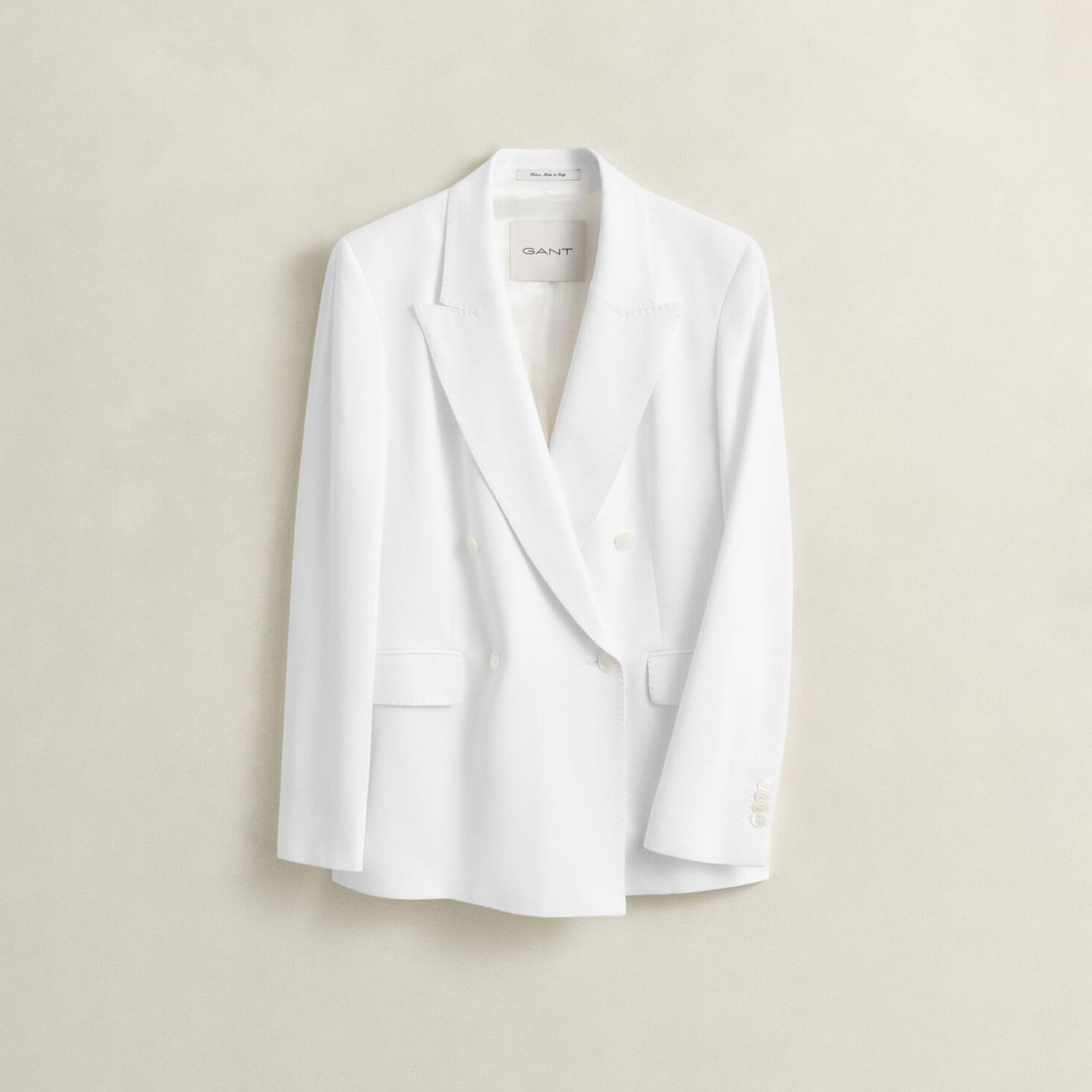 GANT Kadın Beyaz Kruvaze Yaka Regular Fit Blazer