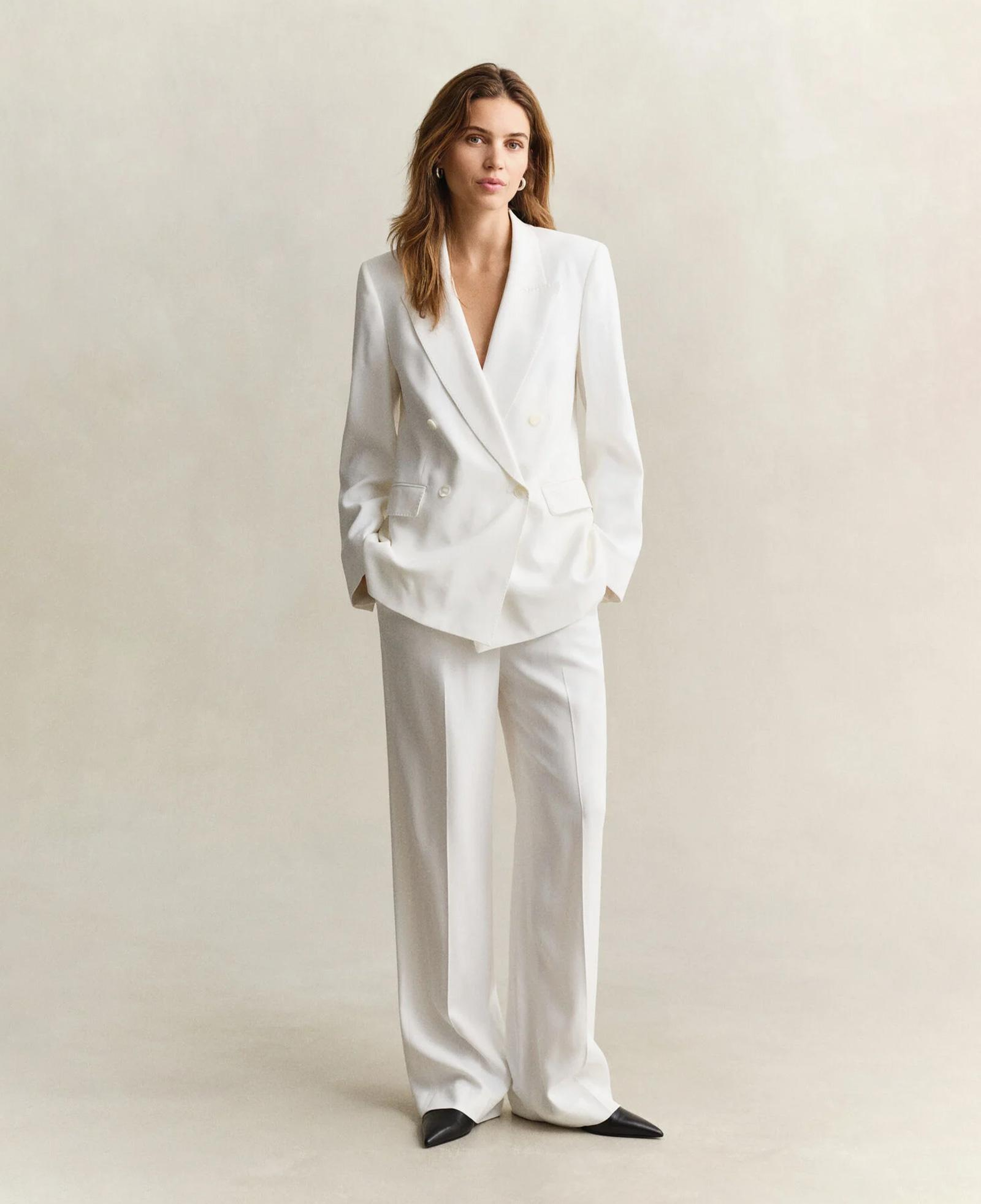 GANT Kadın Beyaz Kruvaze Yaka Regular Fit Blazer