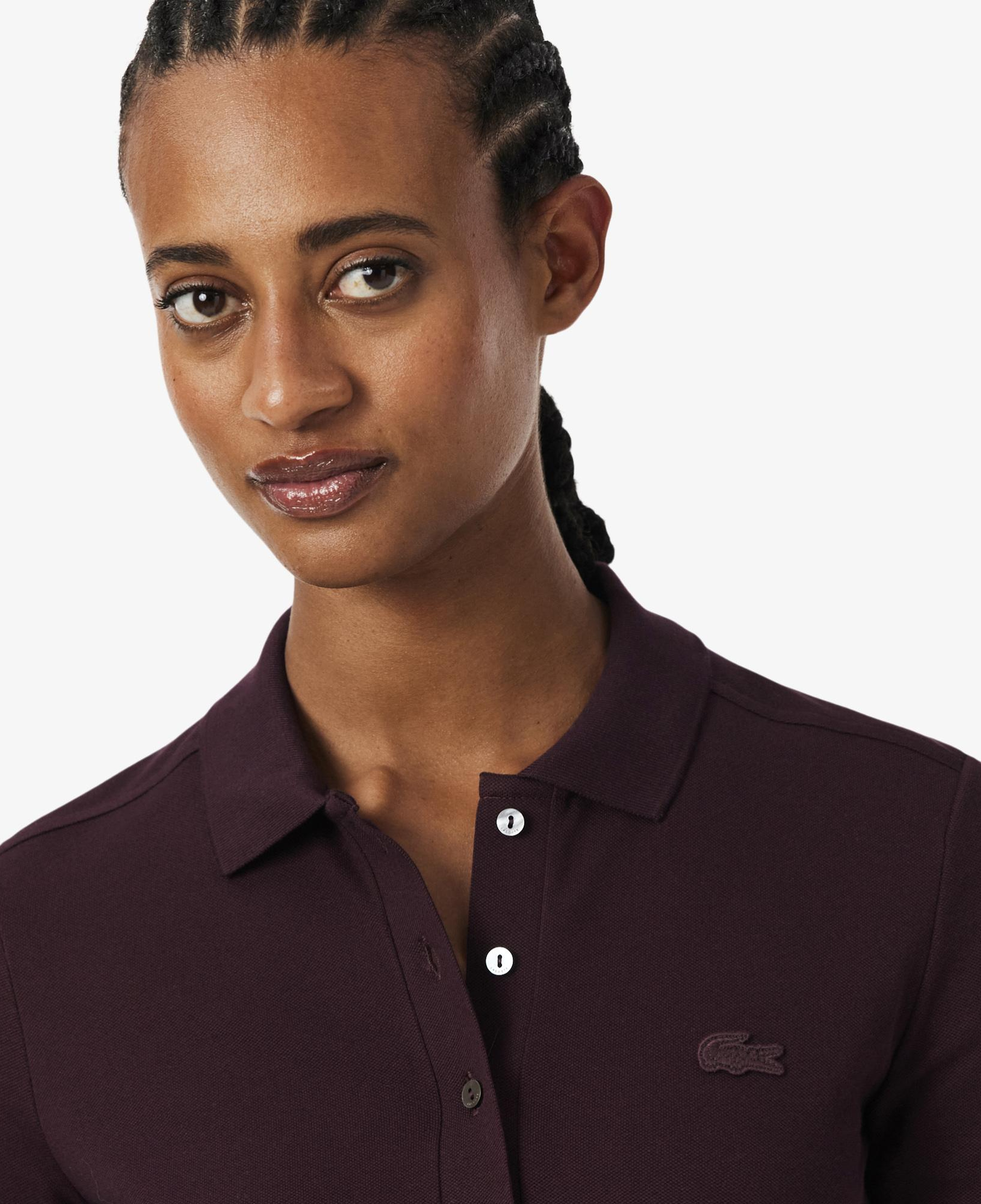 L.12.D Kadın Slim Fit Bordo Polo