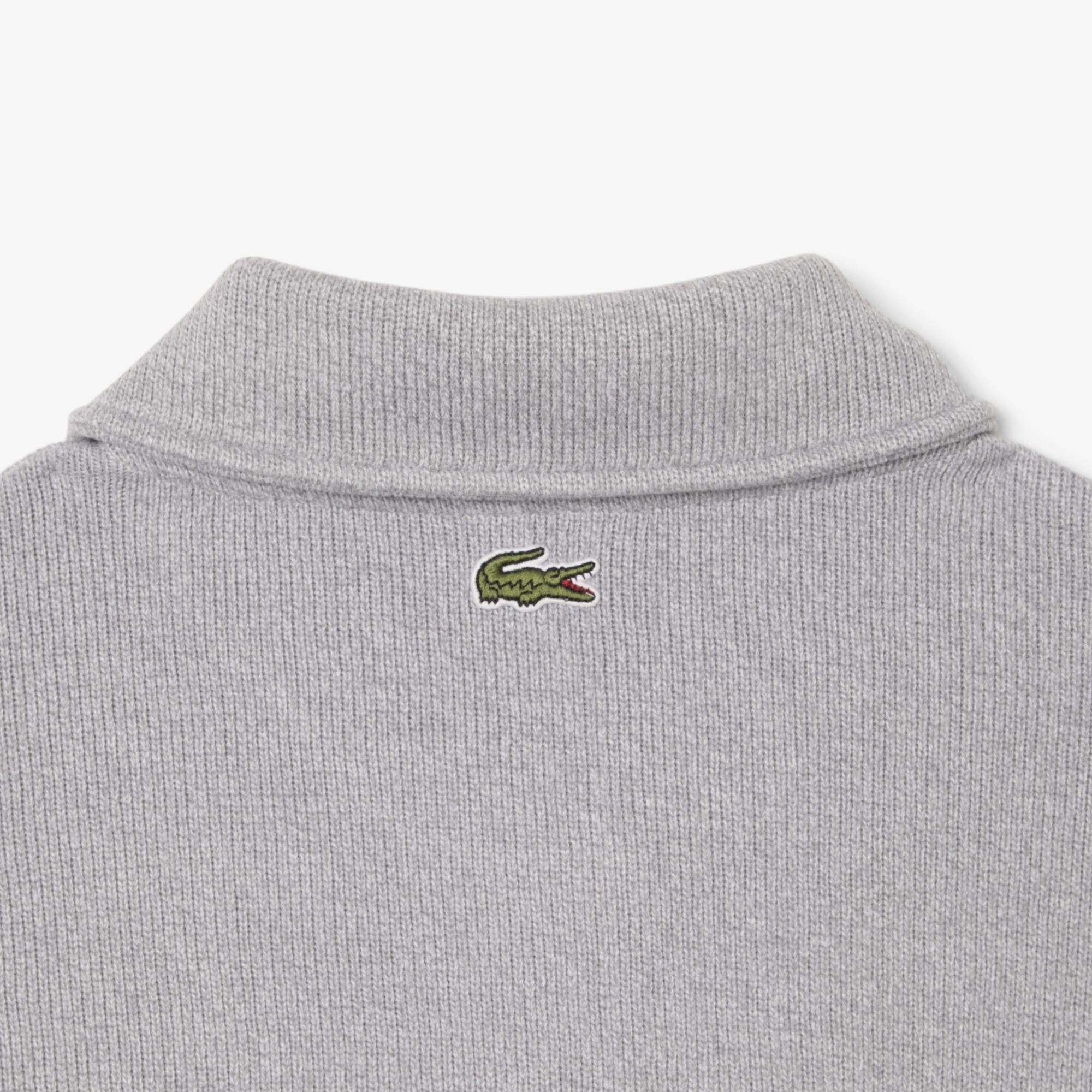 Kadın Oversize Fit Polo Yaka Gri Sweatshirt