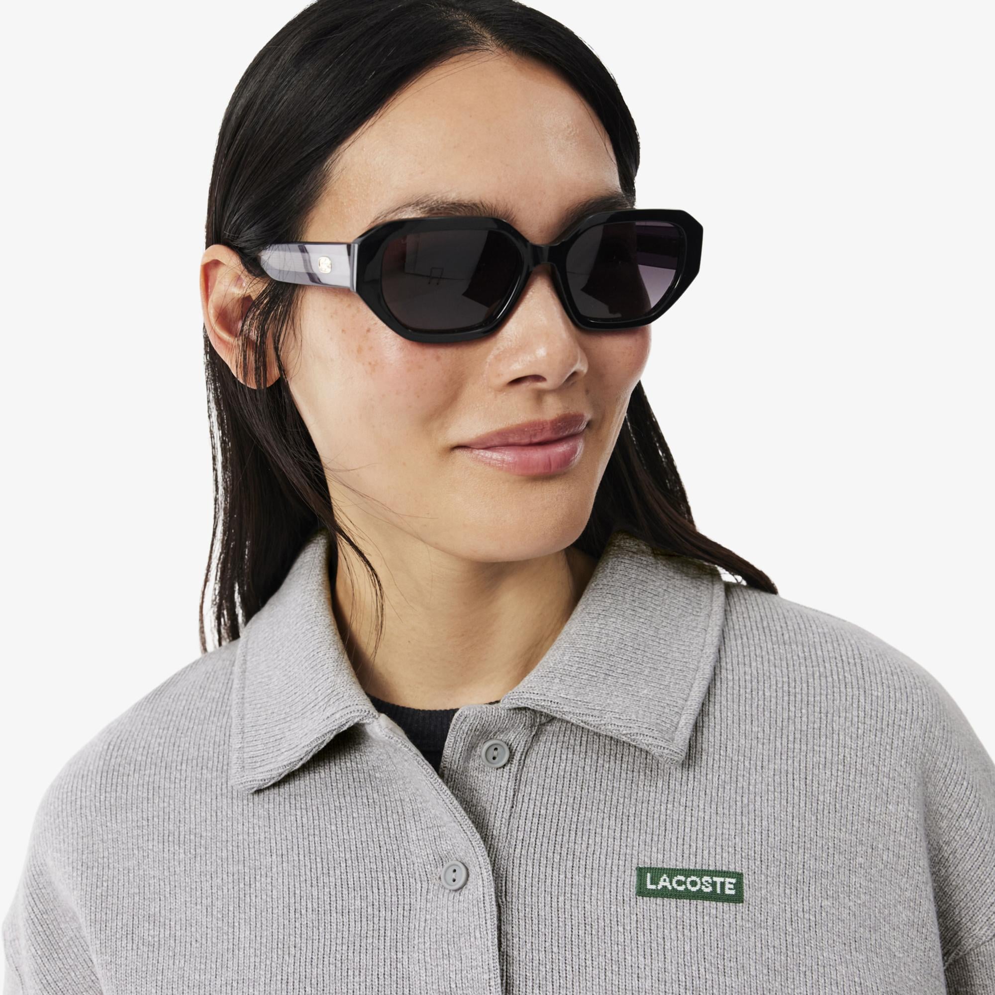 Kadın Oversize Fit Polo Yaka Gri Sweatshirt