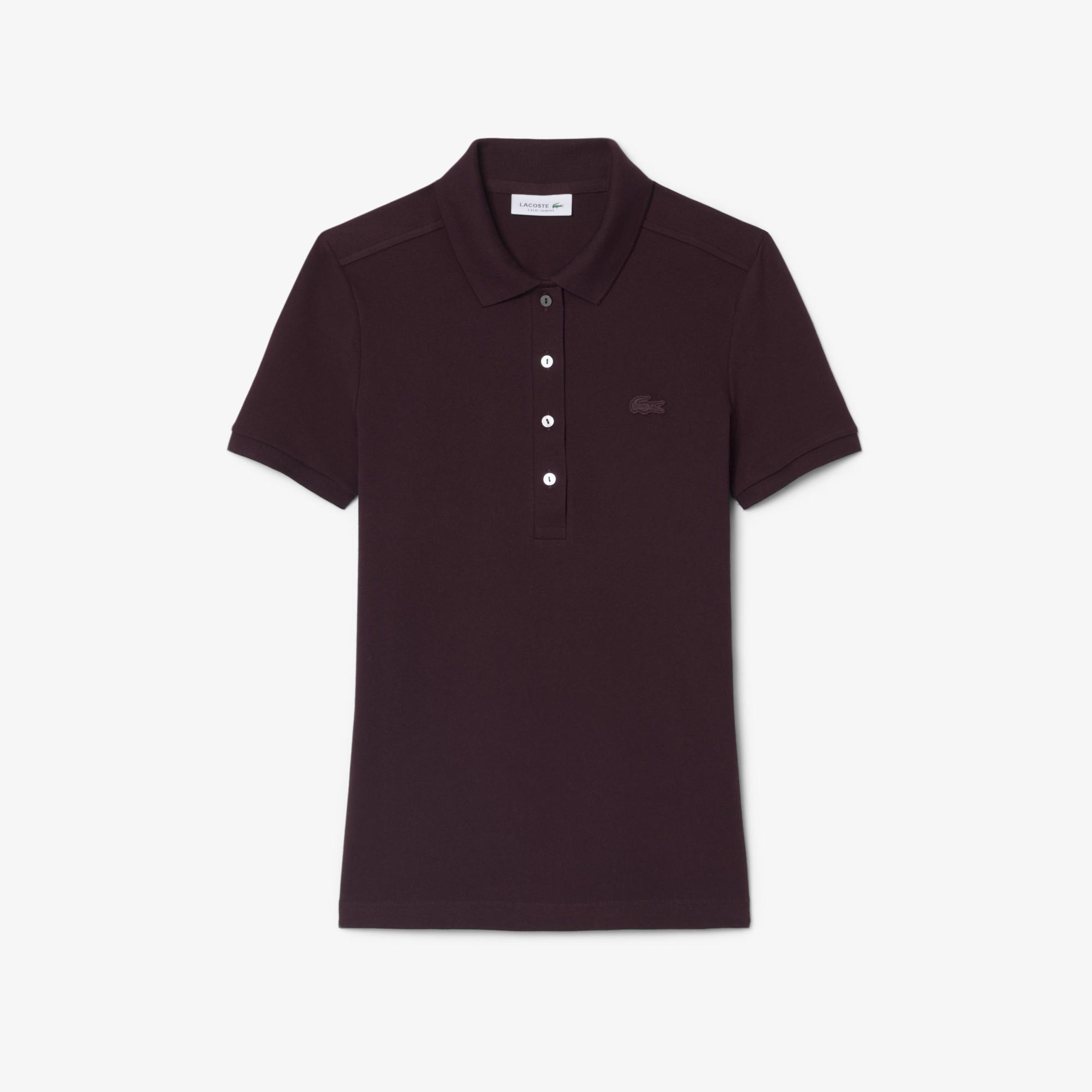 L.12.D Kadın Slim Fit Bordo Polo