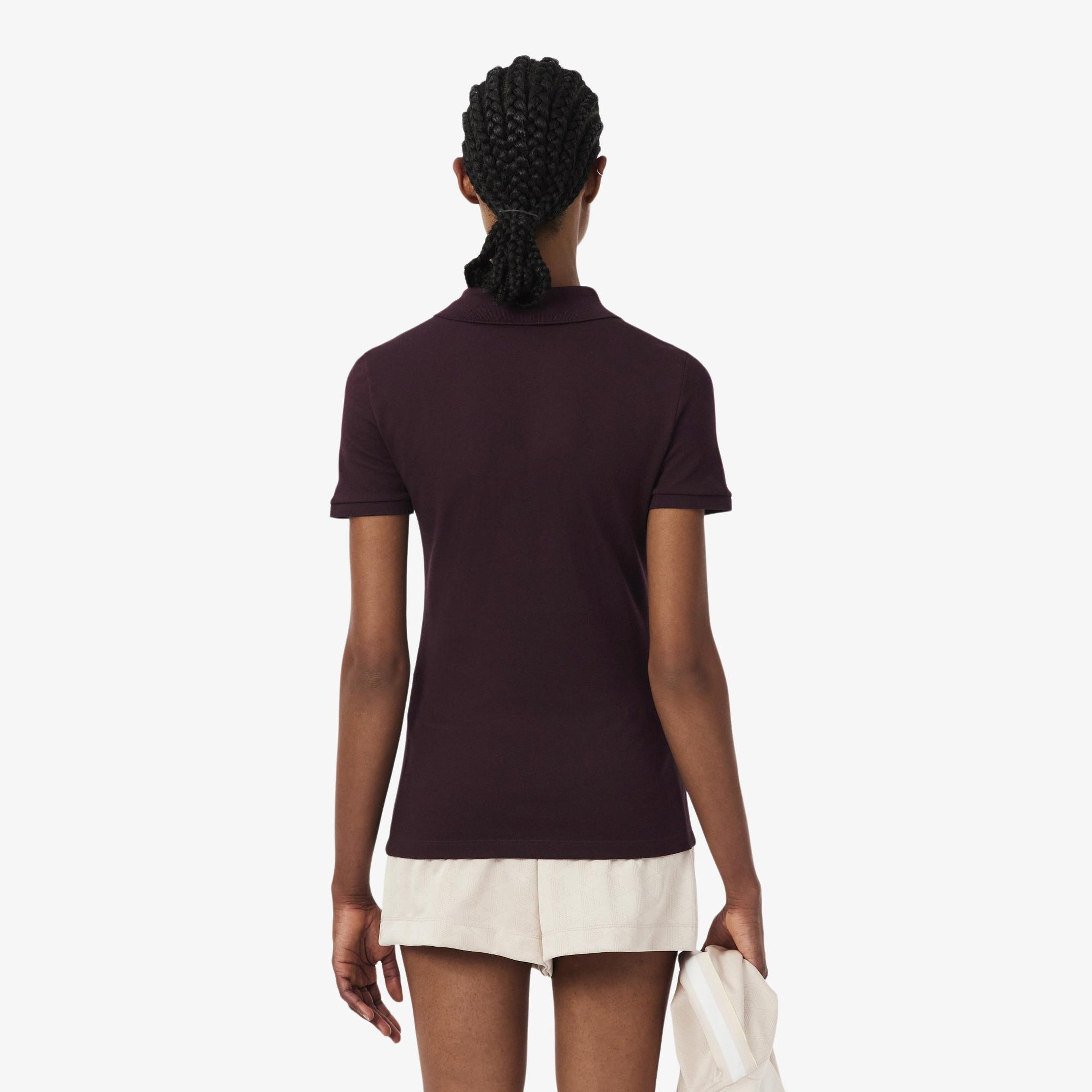 L.12.D Kadın Slim Fit Bordo Polo
