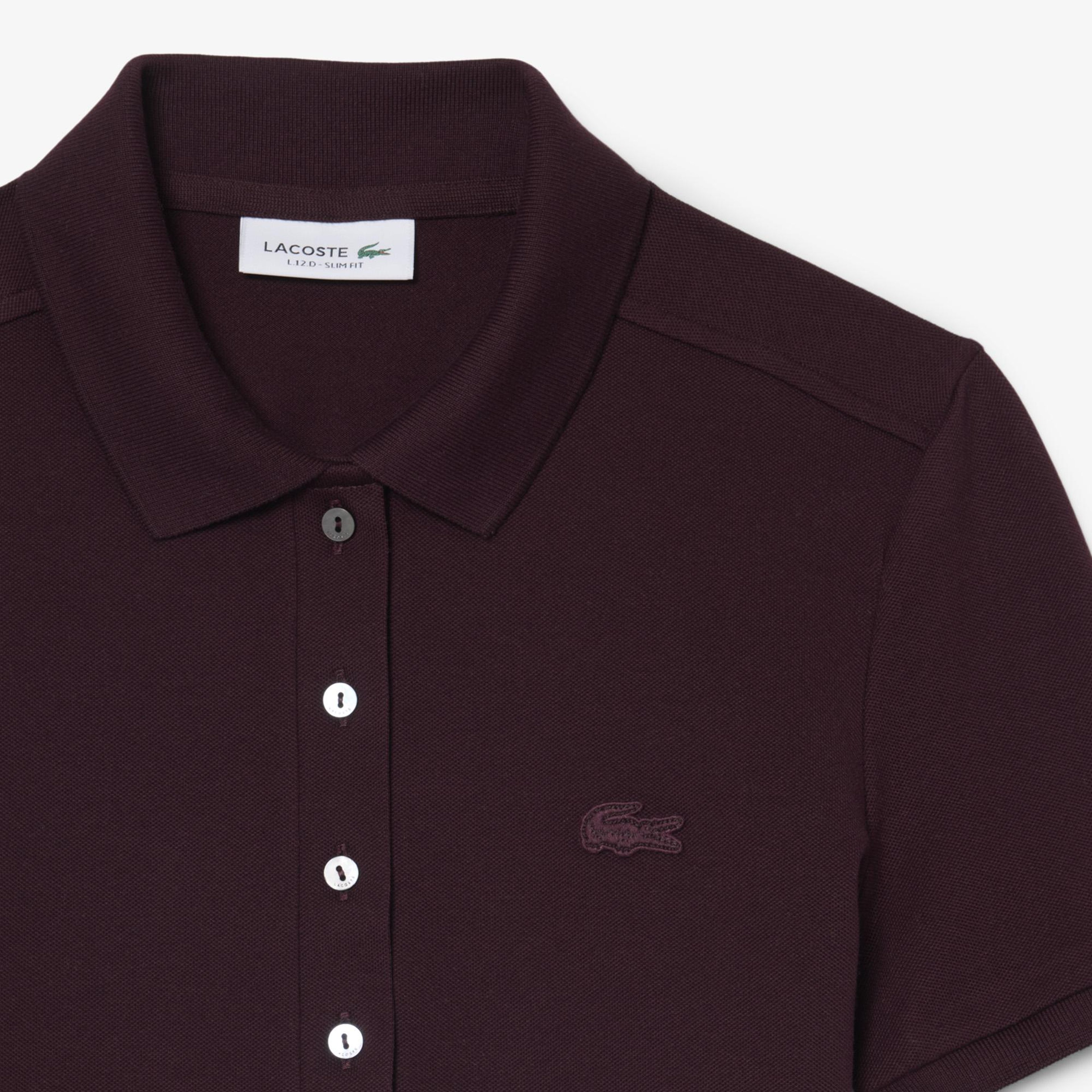 L.12.D Kadın Slim Fit Bordo Polo
