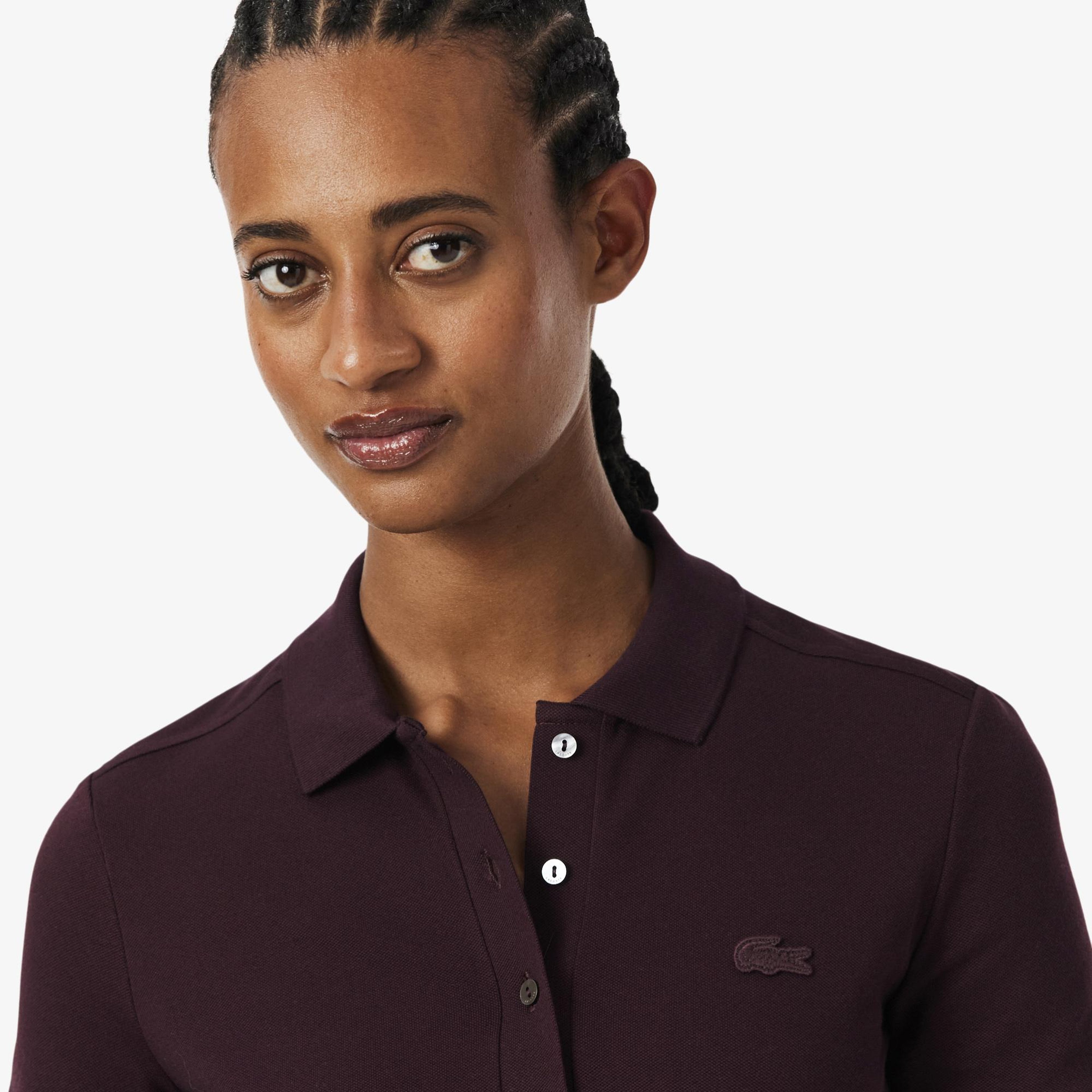 L.12.D Kadın Slim Fit Bordo Polo