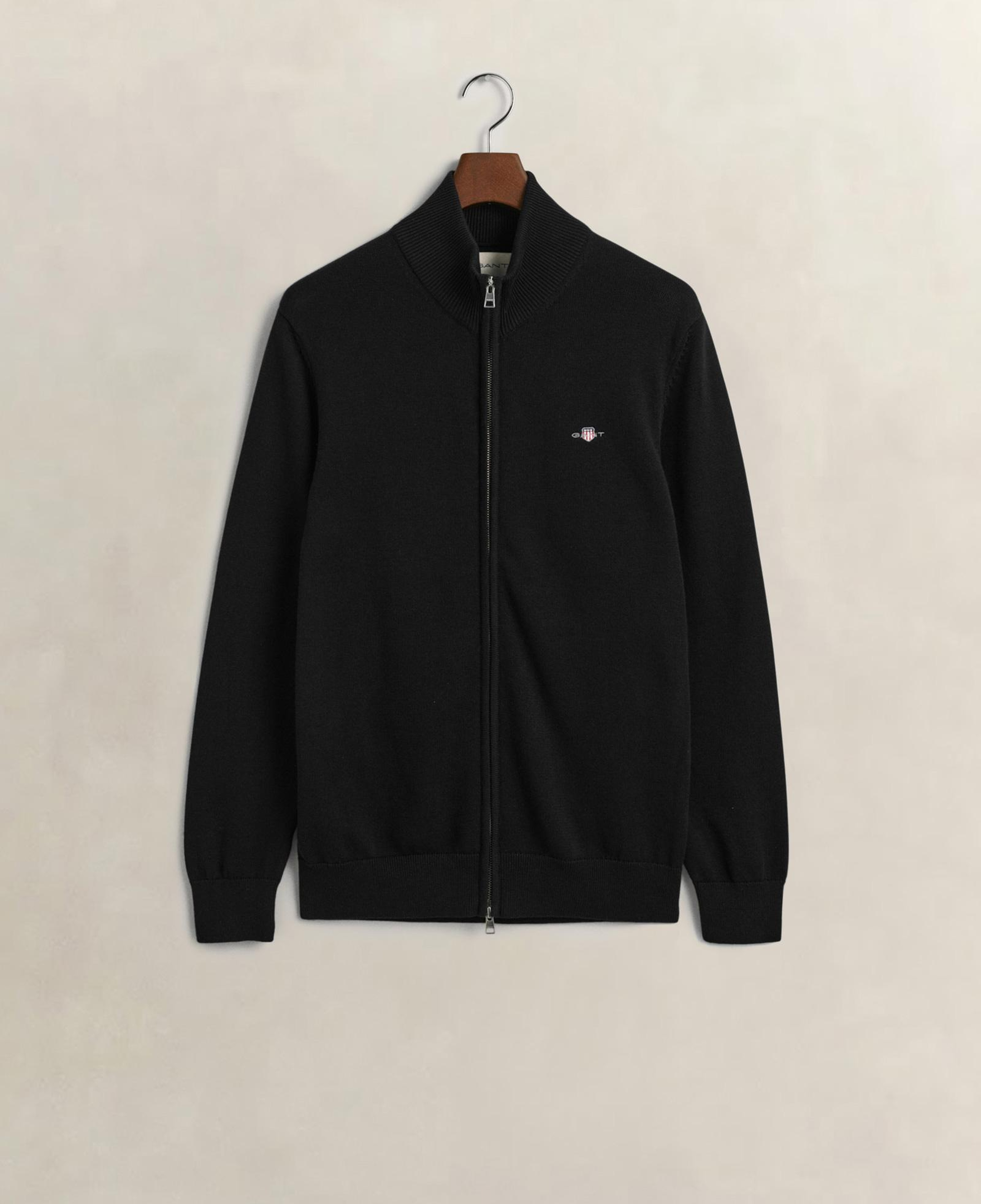 GANT Erkek Siyah Regular Fit Fermuarlı Hırka