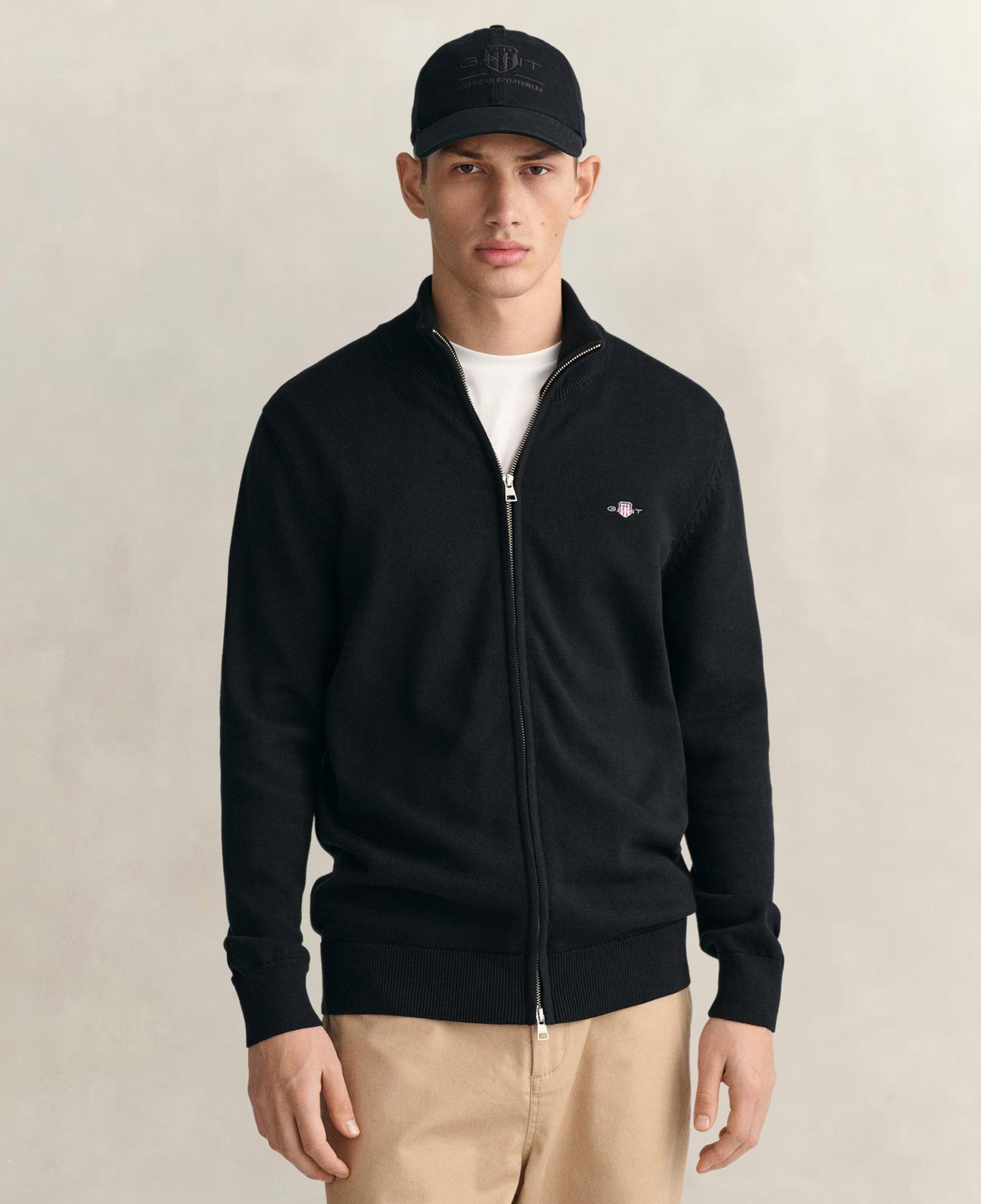 GANT Erkek Siyah Regular Fit Fermuarlı Hırka