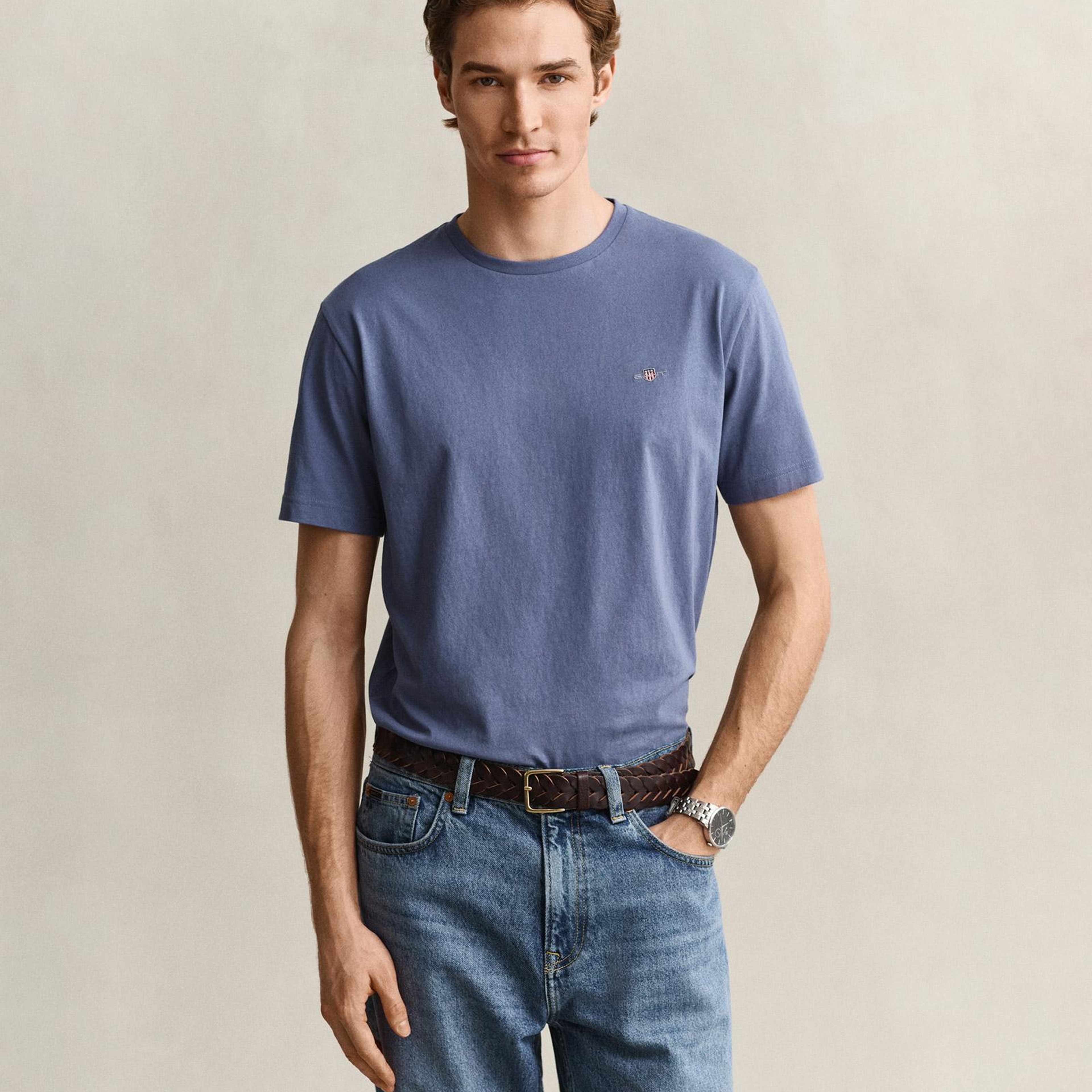 GANT Erkek Mavi Regular Fit T-Shirt