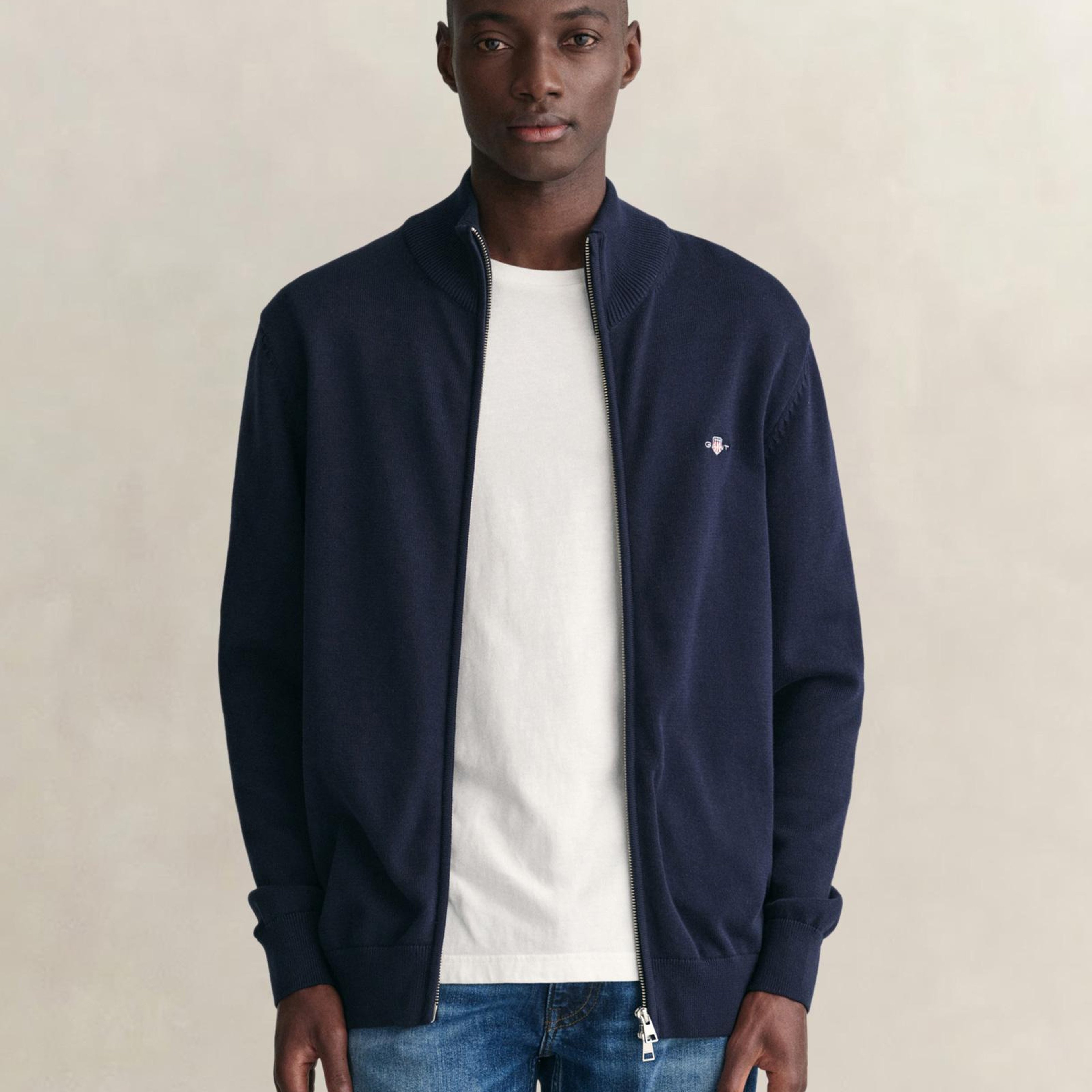 GANT Erkek Lacivert Regular Fit Fermuarlı Hırka