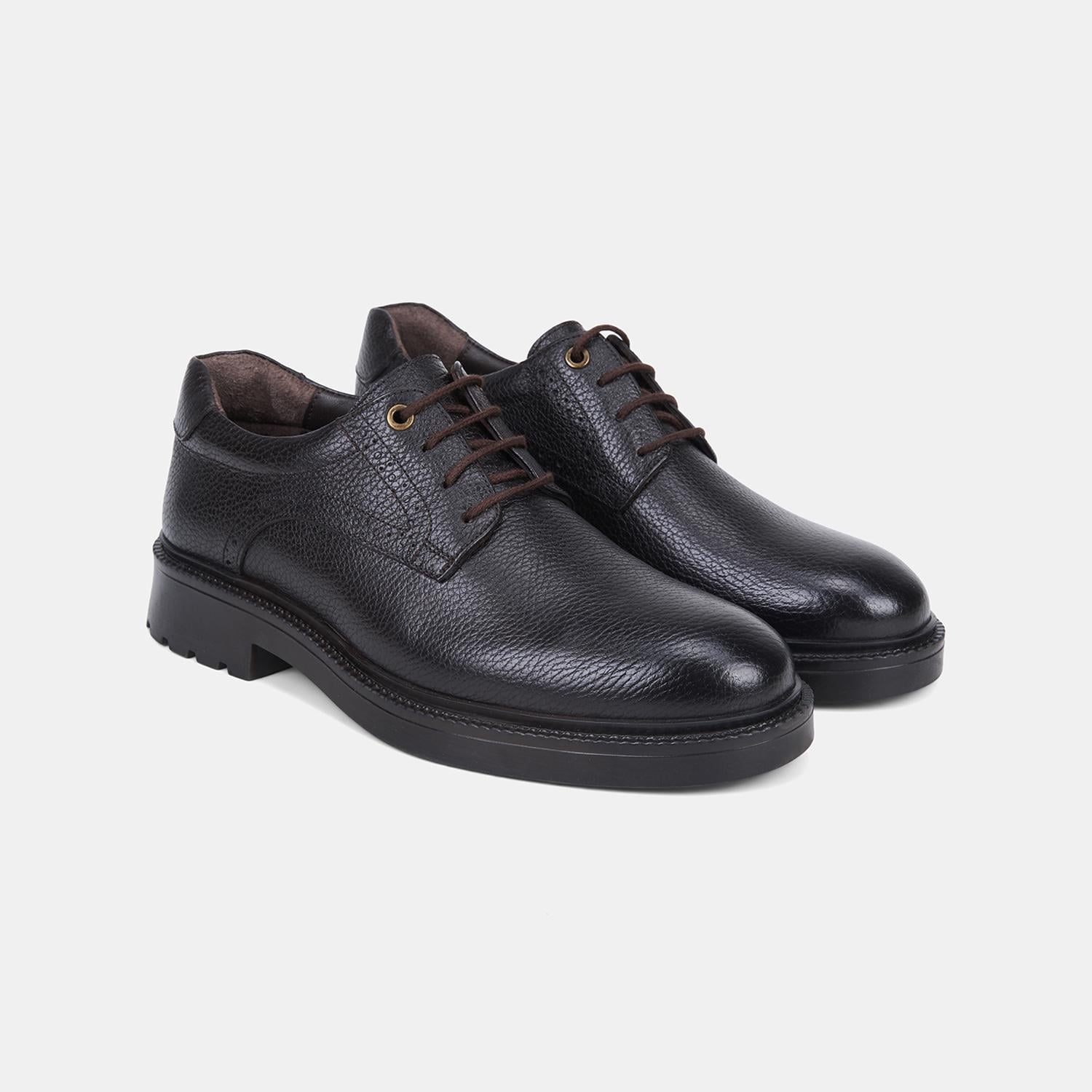 Erkek Acı Kahve Brogue Detaylı Klasik Deri Ayakkabı
