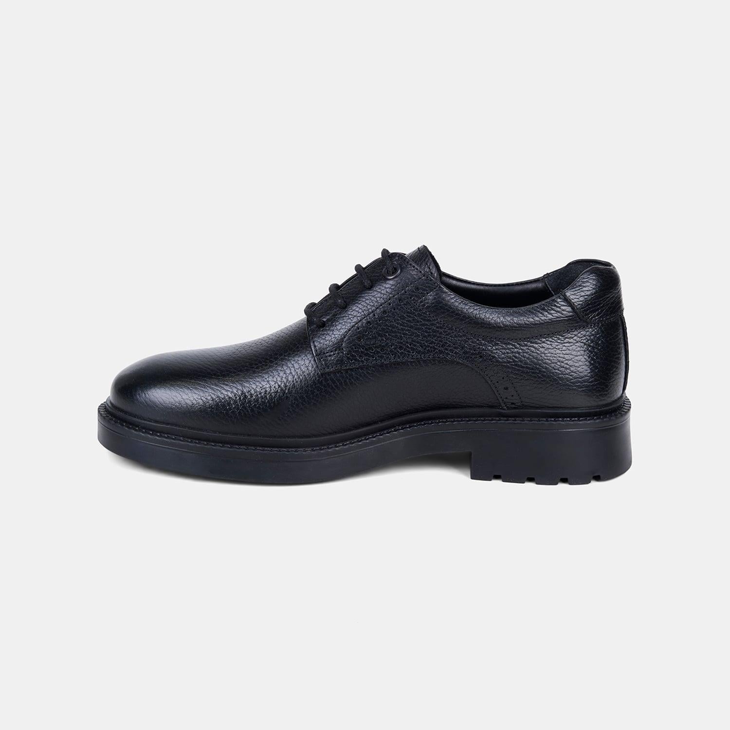Erkek Siyah Brogue Detaylı Klasik Deri Ayakkabı