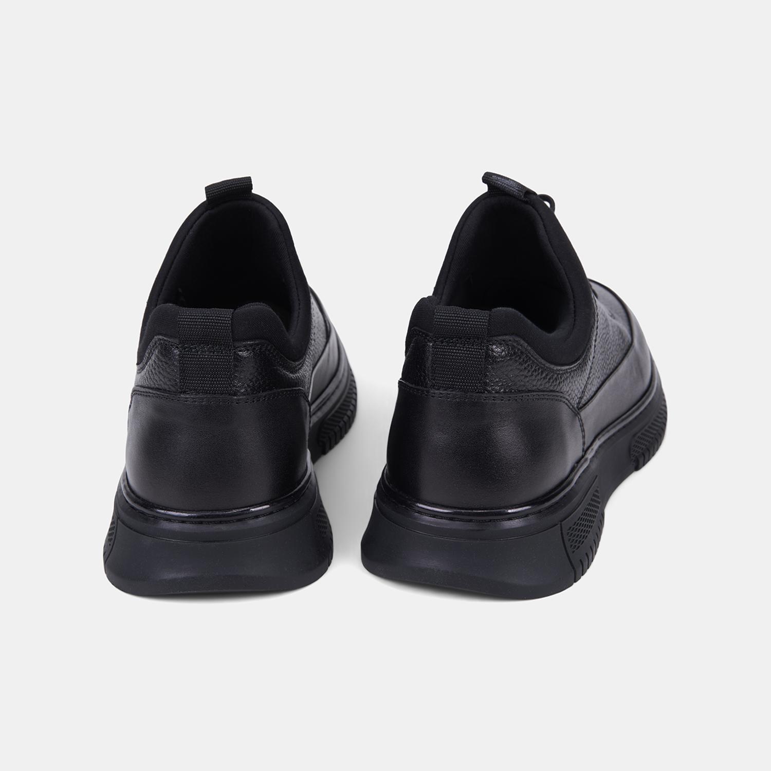 Erkek Siyah DesaComfort Esnek Bilekli Deri Sneaker