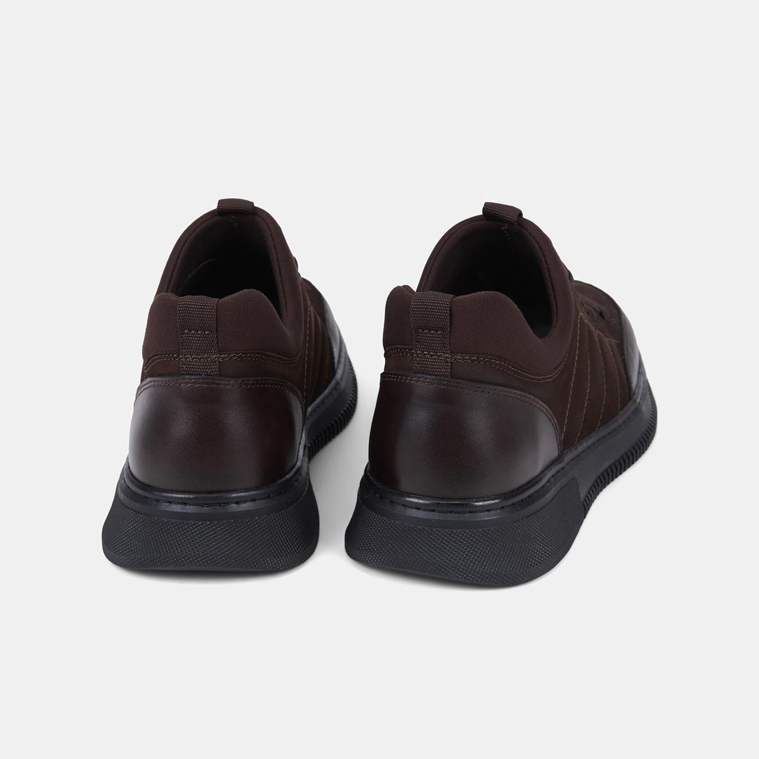 Erkek Kahve DesaComfort Esnek Bilekli Bağcıklı Deri Sneaker