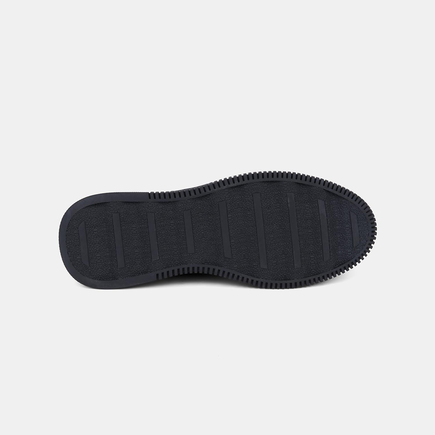 Erkek Siyah DesaComfort Esnek Bilekli Bağcıklı Deri Sneaker