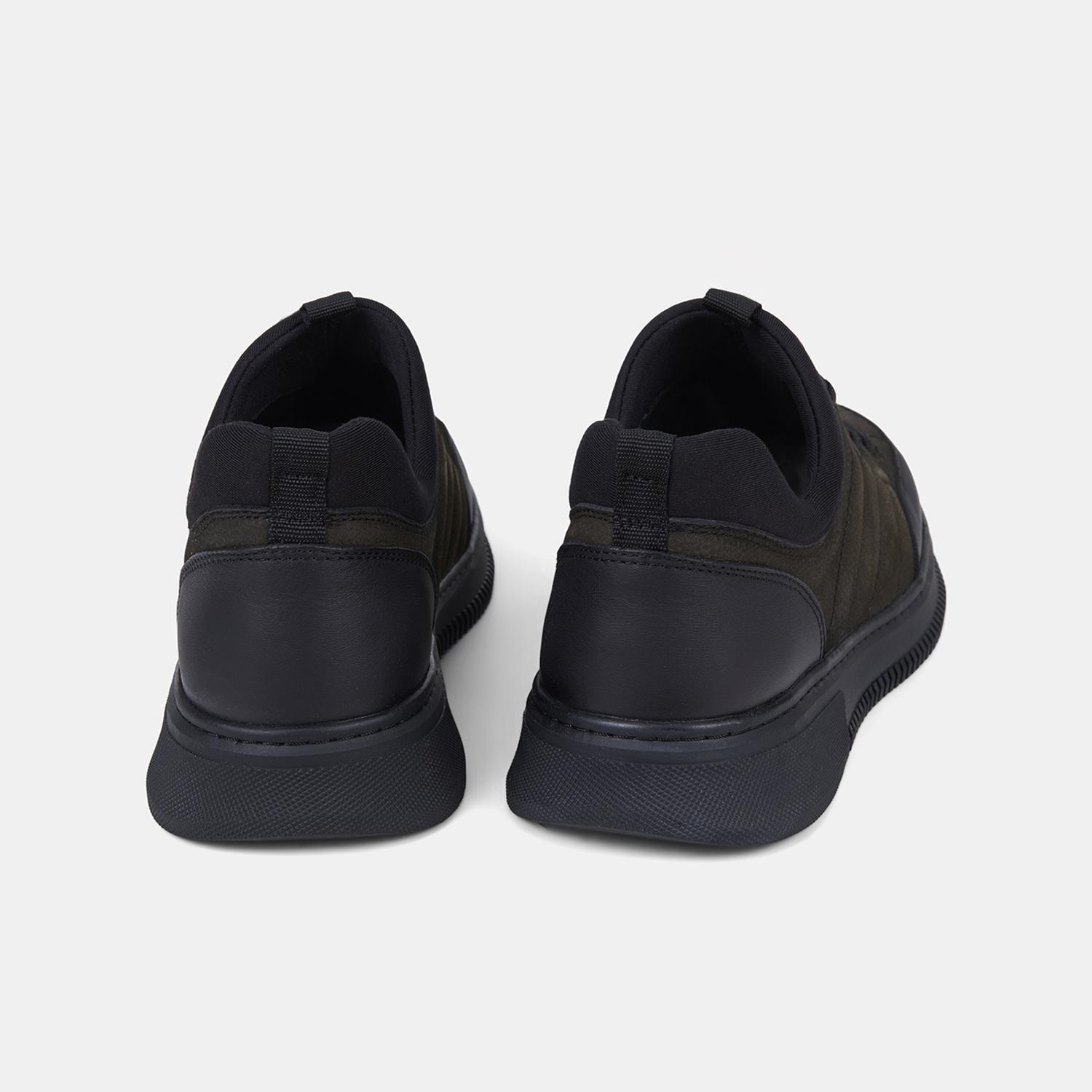 Erkek Haki DesaComfort Esnek Bilekli Bağcıklı Deri Sneaker