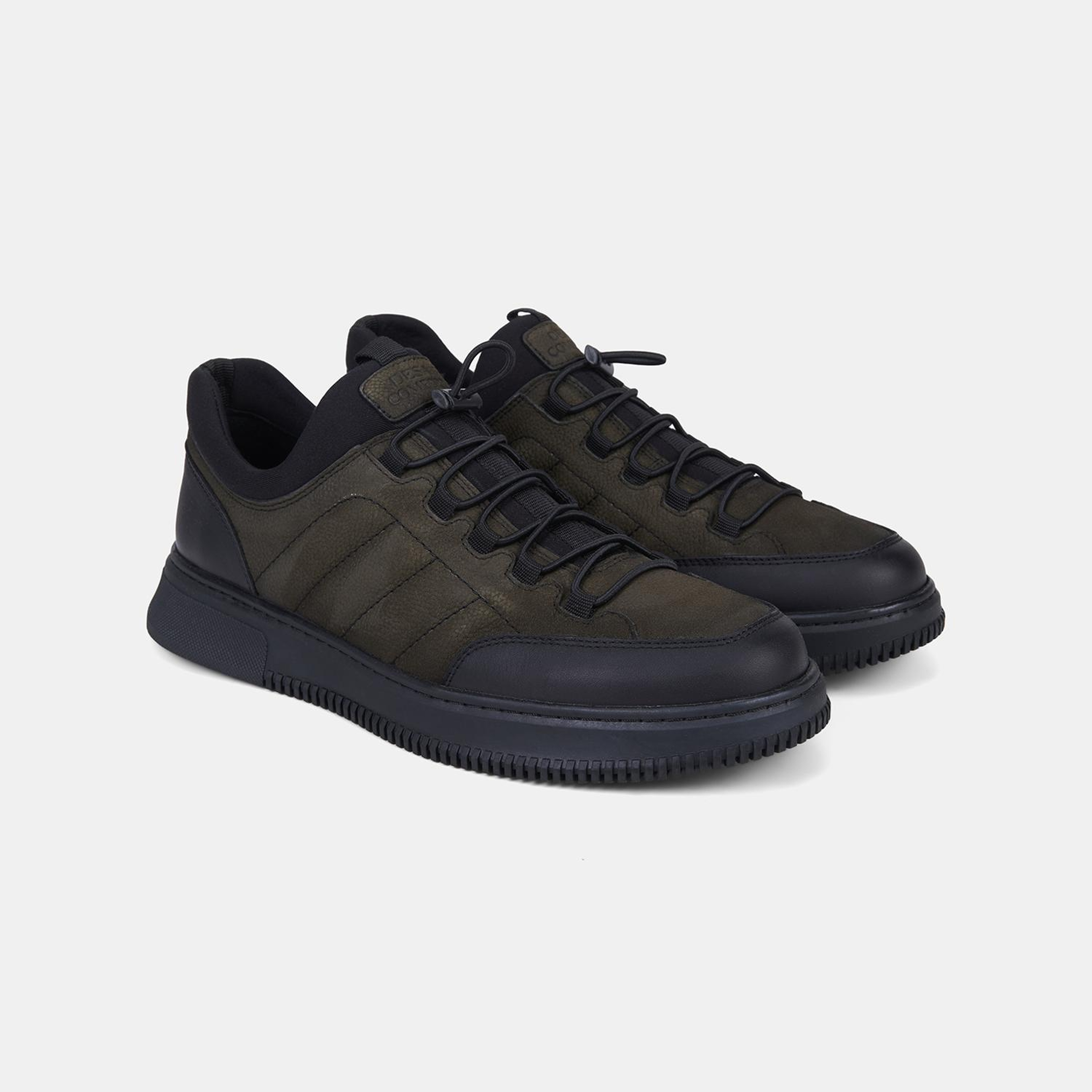 Erkek Haki DesaComfort Esnek Bilekli Bağcıklı Deri Sneaker