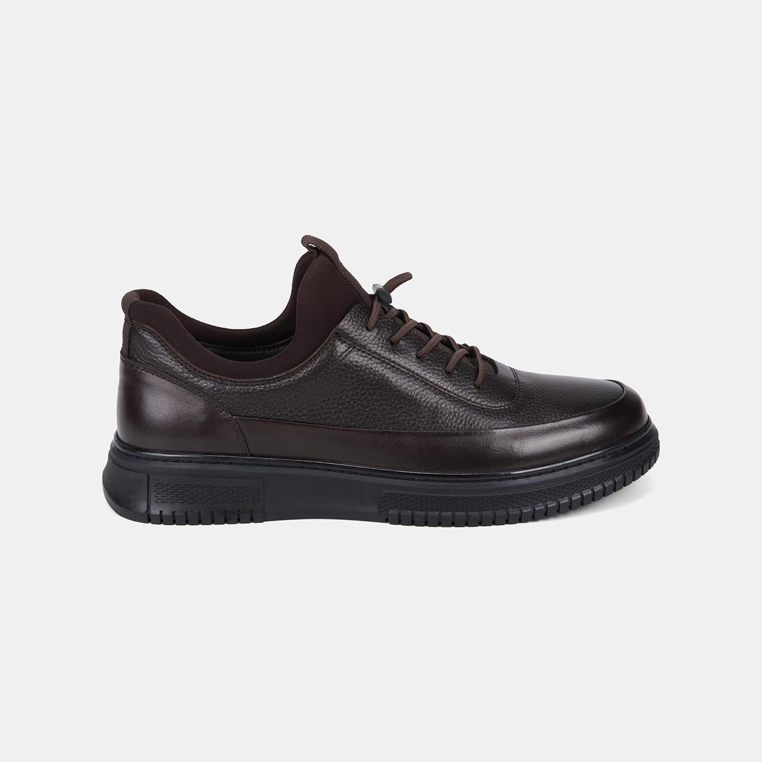 Erkek Kahve DesaComfort Esnek Bilekli Deri Sneaker