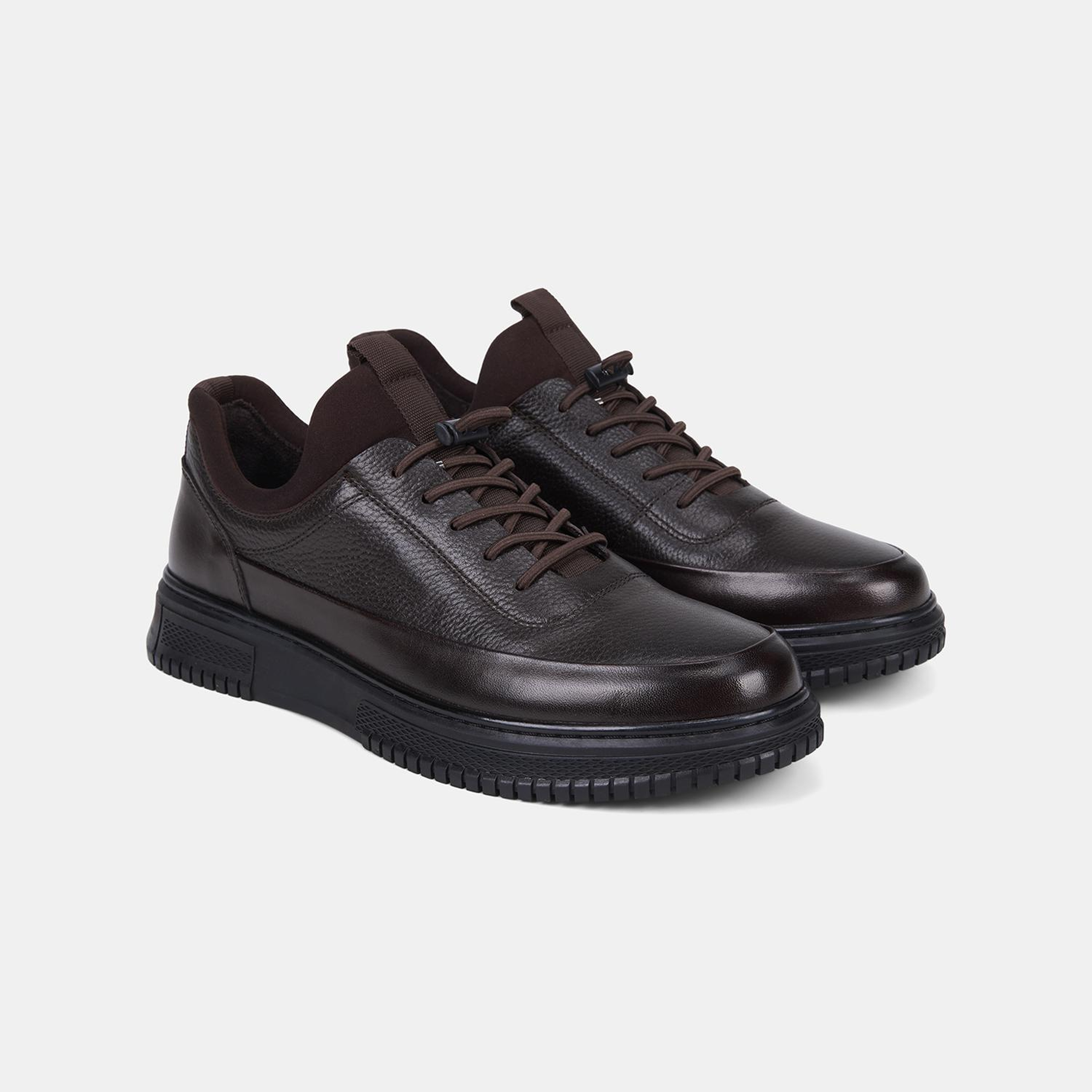 Erkek Kahve DesaComfort Esnek Bilekli Deri Sneaker