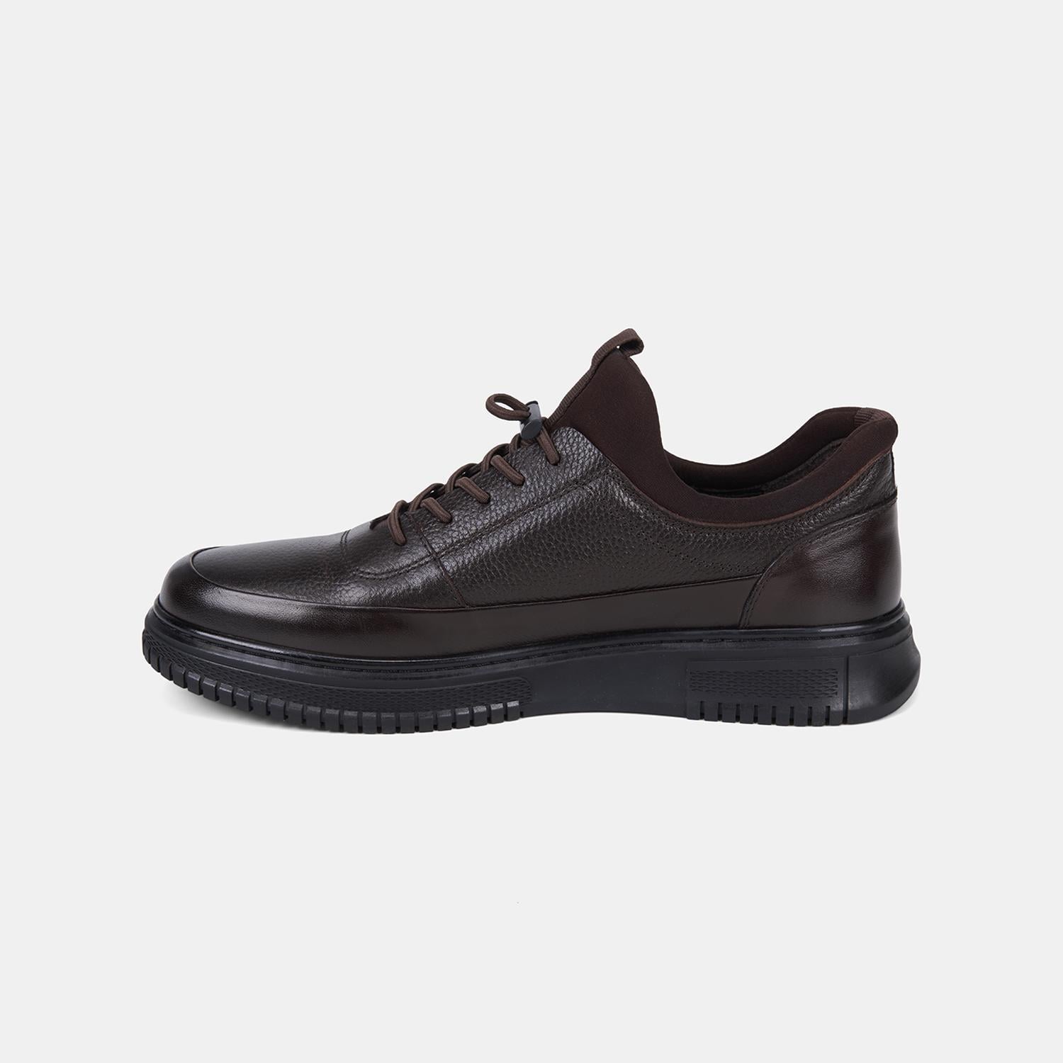 Erkek Kahve DesaComfort Esnek Bilekli Deri Sneaker