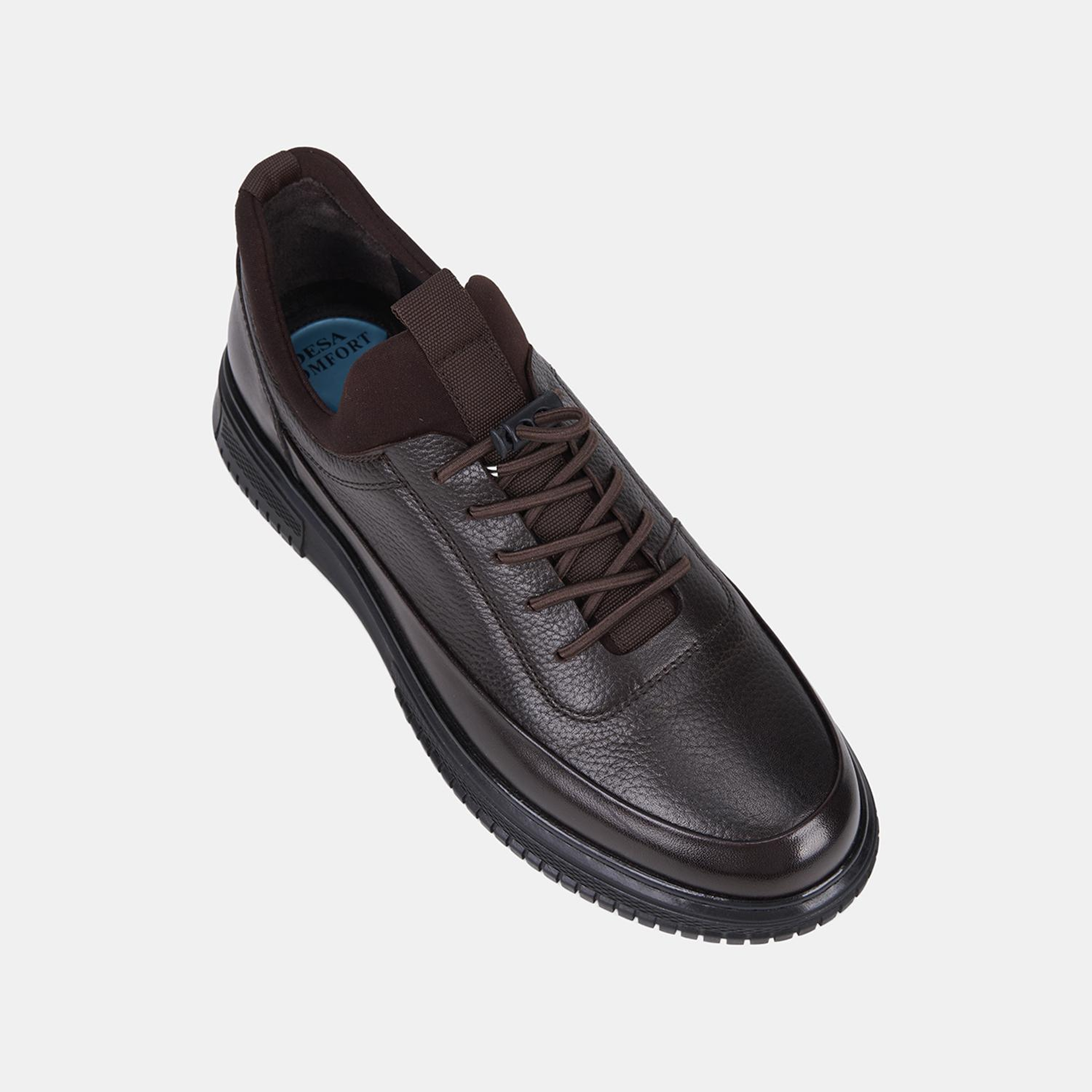 Erkek Kahve DesaComfort Esnek Bilekli Deri Sneaker