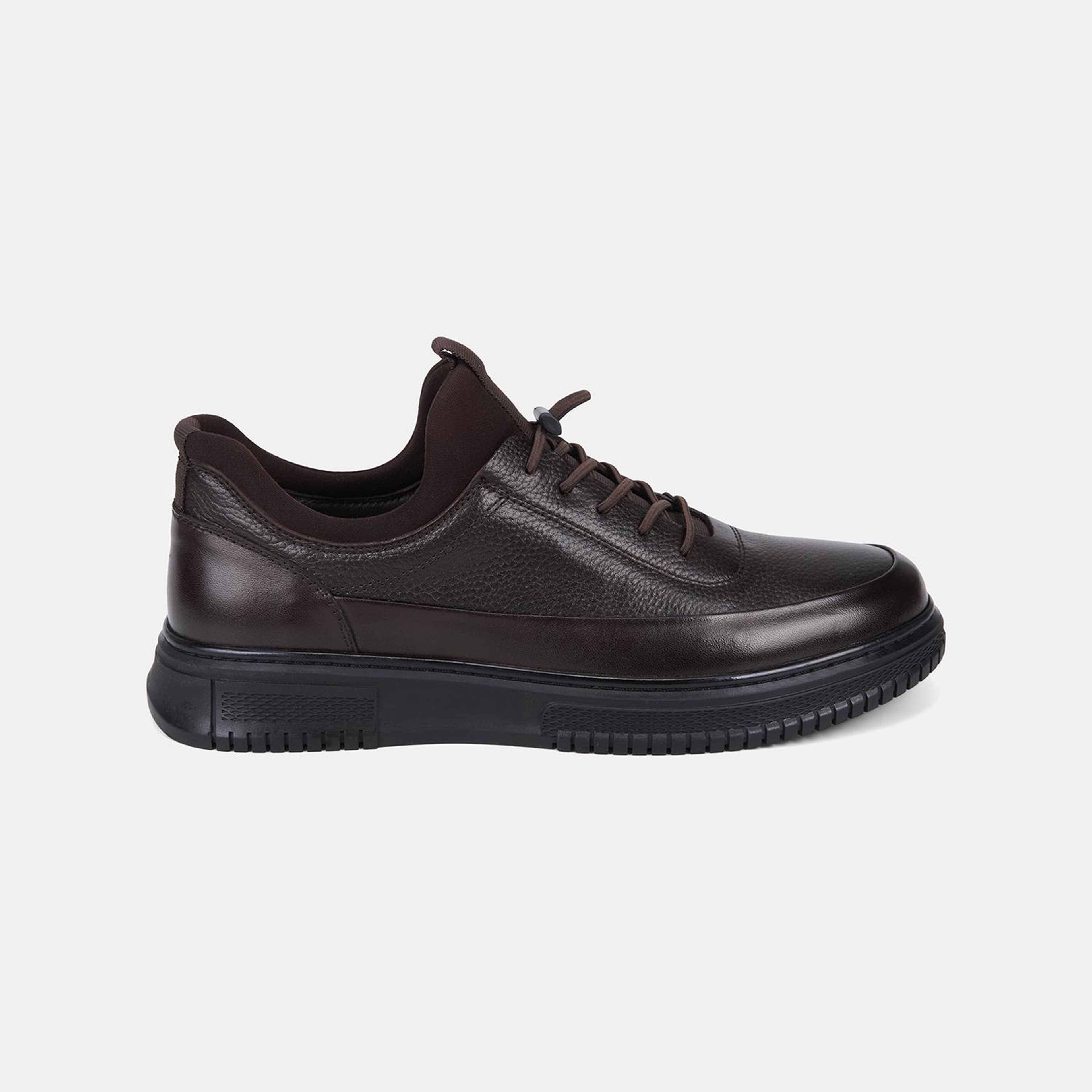 Erkek Kahve DesaComfort Esnek Bilekli Deri Sneaker