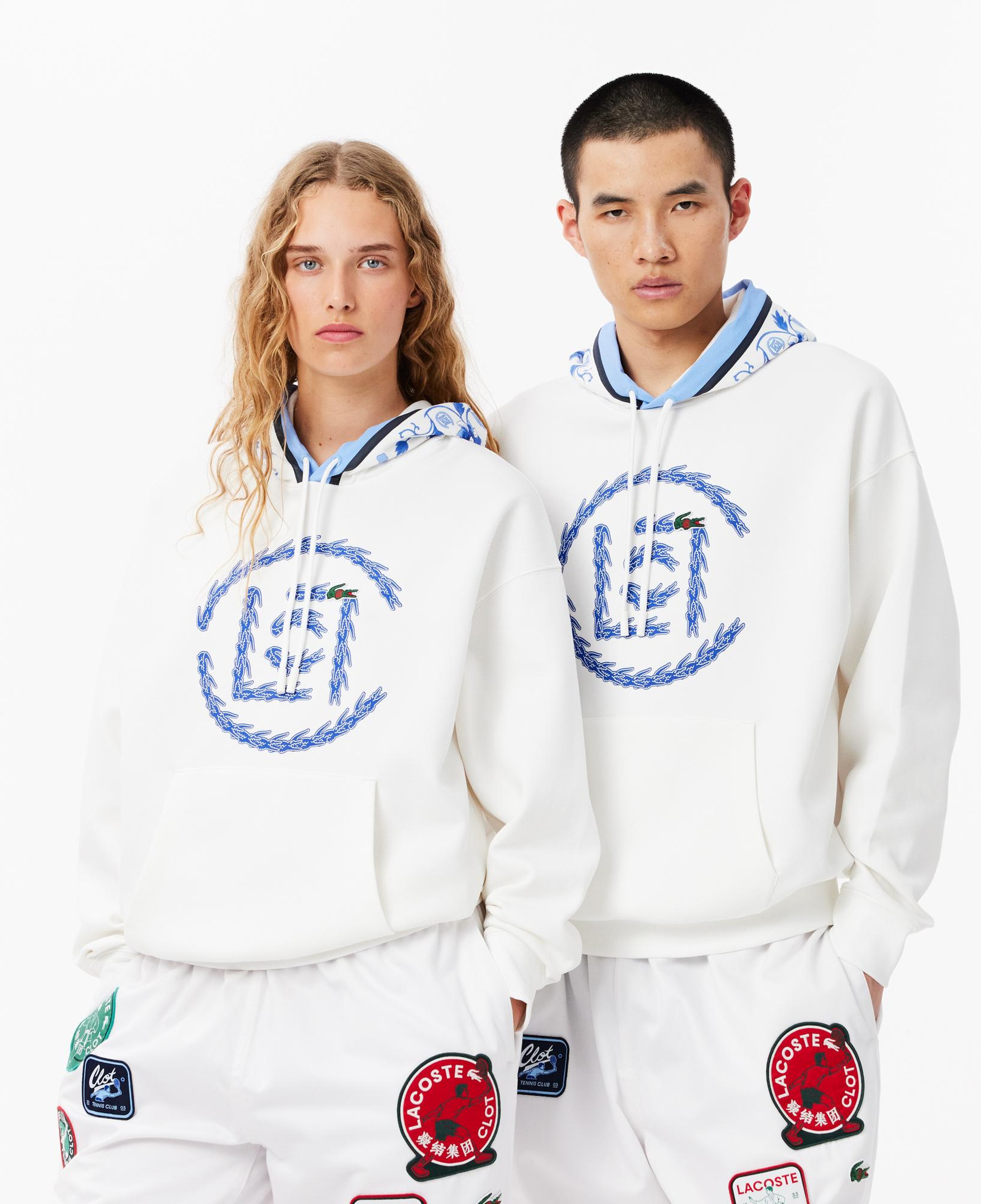 CLOT Unisex Loose Fit Kapüşonlu Baskılı Beyaz Sweatshirt