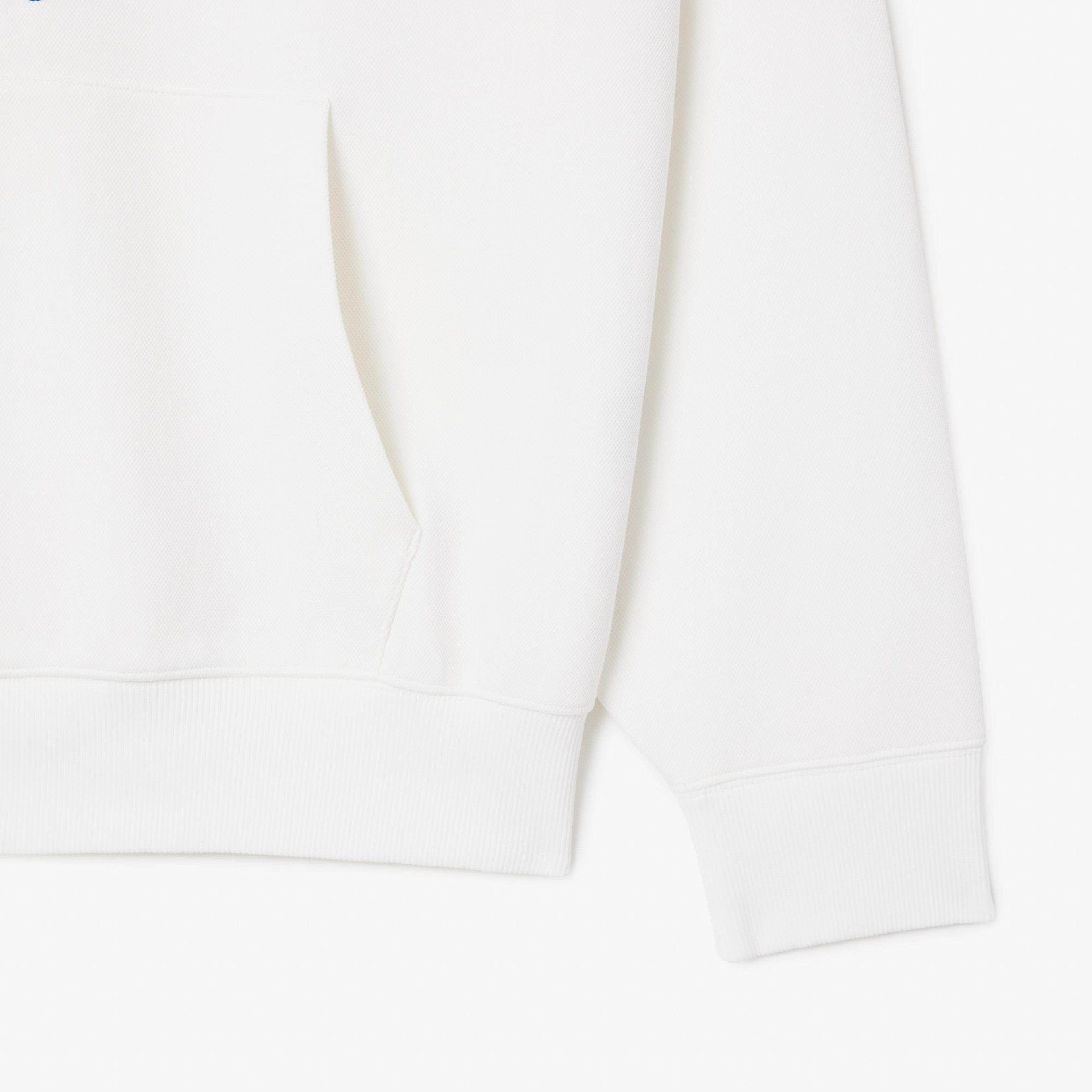 CLOT Unisex Loose Fit Kapüşonlu Baskılı Beyaz Sweatshirt