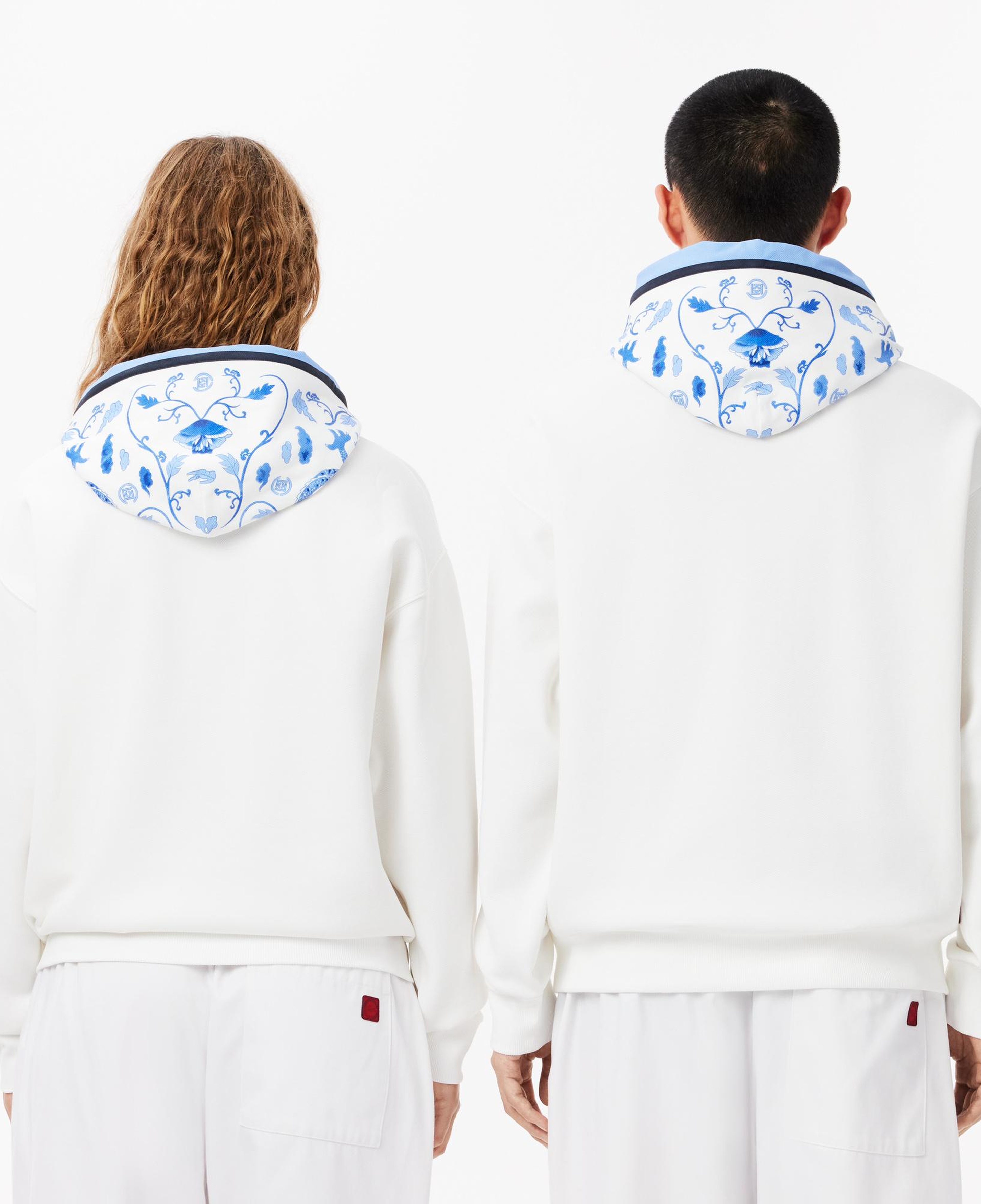 CLOT Unisex Loose Fit Kapüşonlu Baskılı Beyaz Sweatshirt