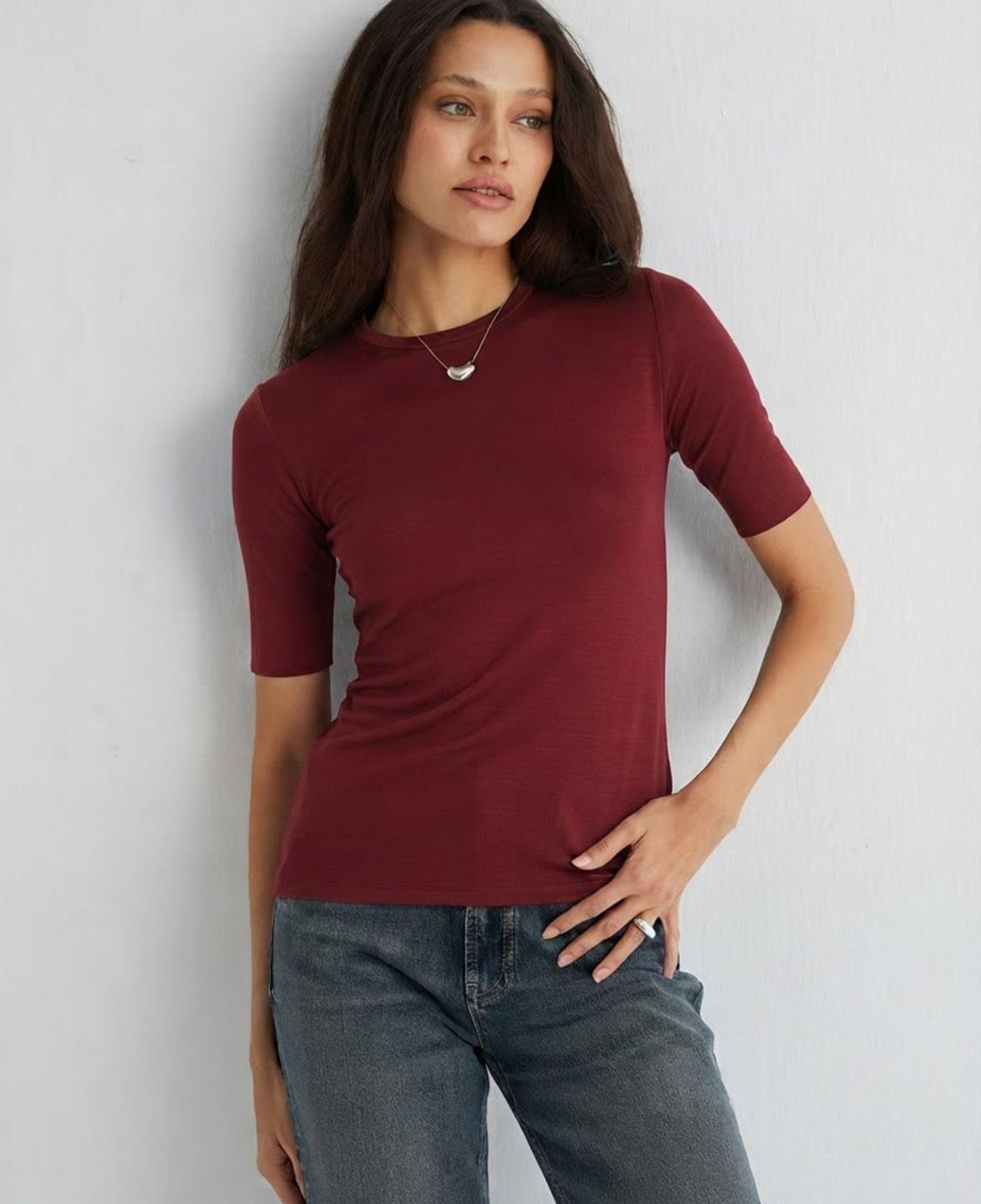 Bordo Ultralight Yuvarlak Yaka T-Shirt