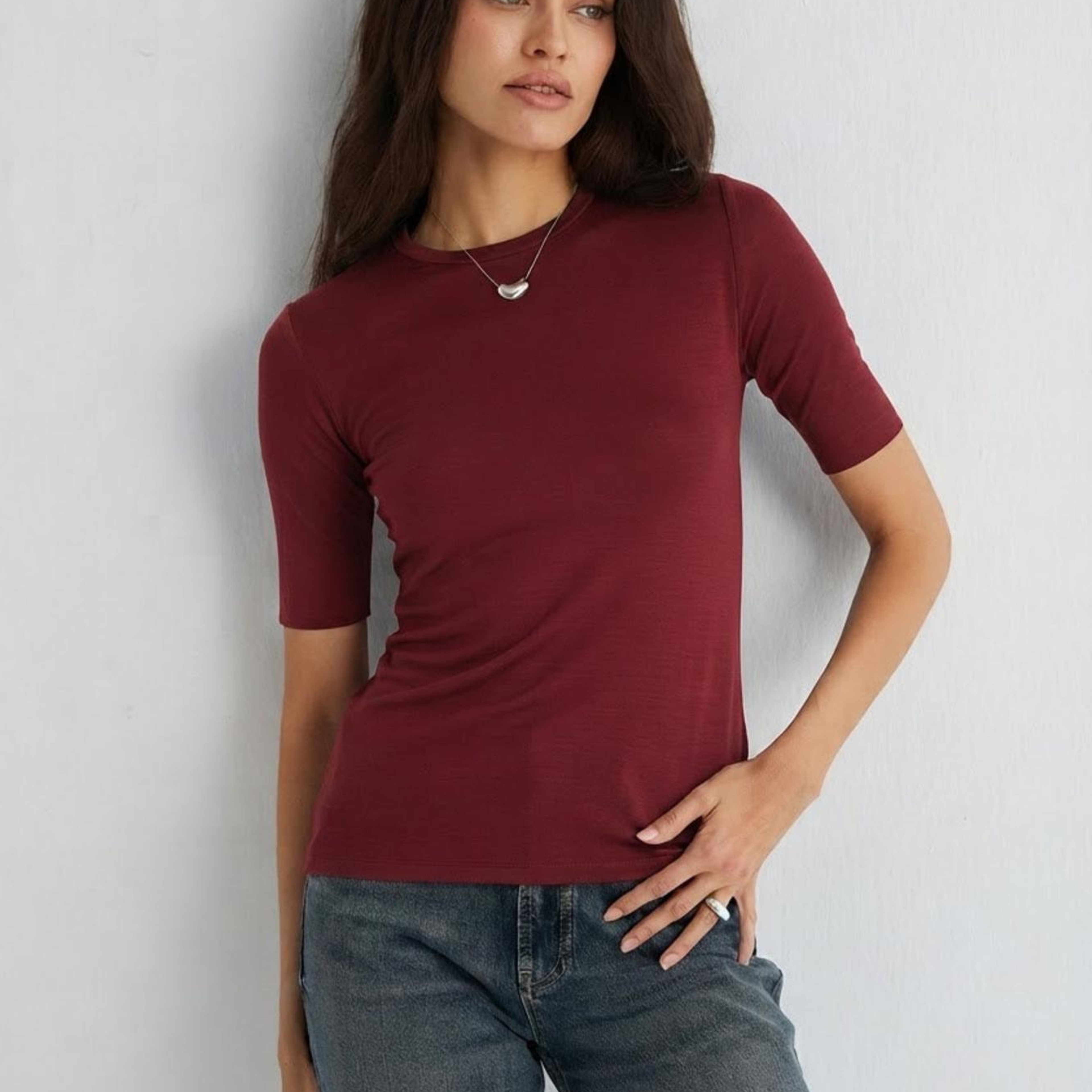 Bordo Ultralight Yuvarlak Yaka T-Shirt