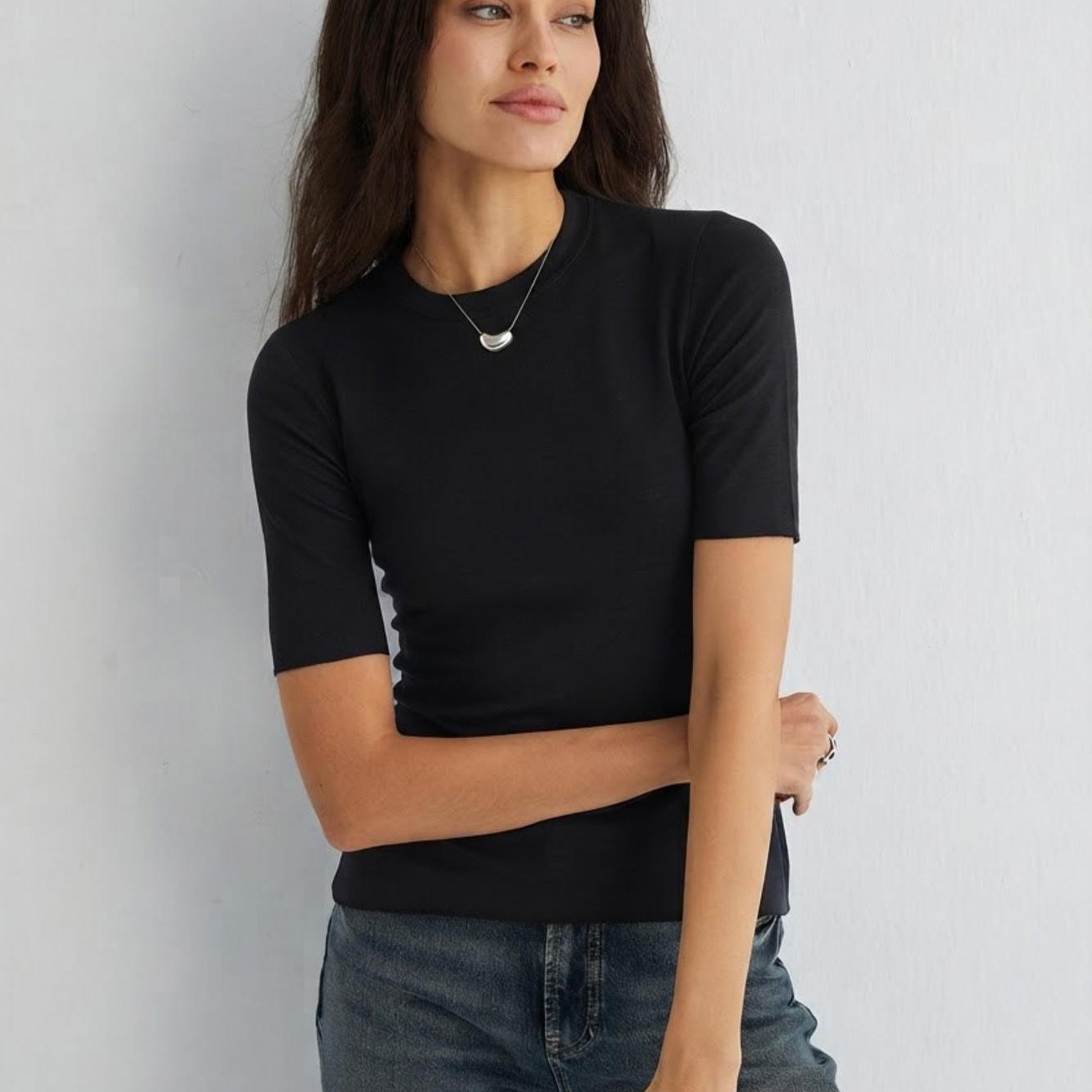 Siyah Ultralight Yuvarlak Yaka T-Shirt