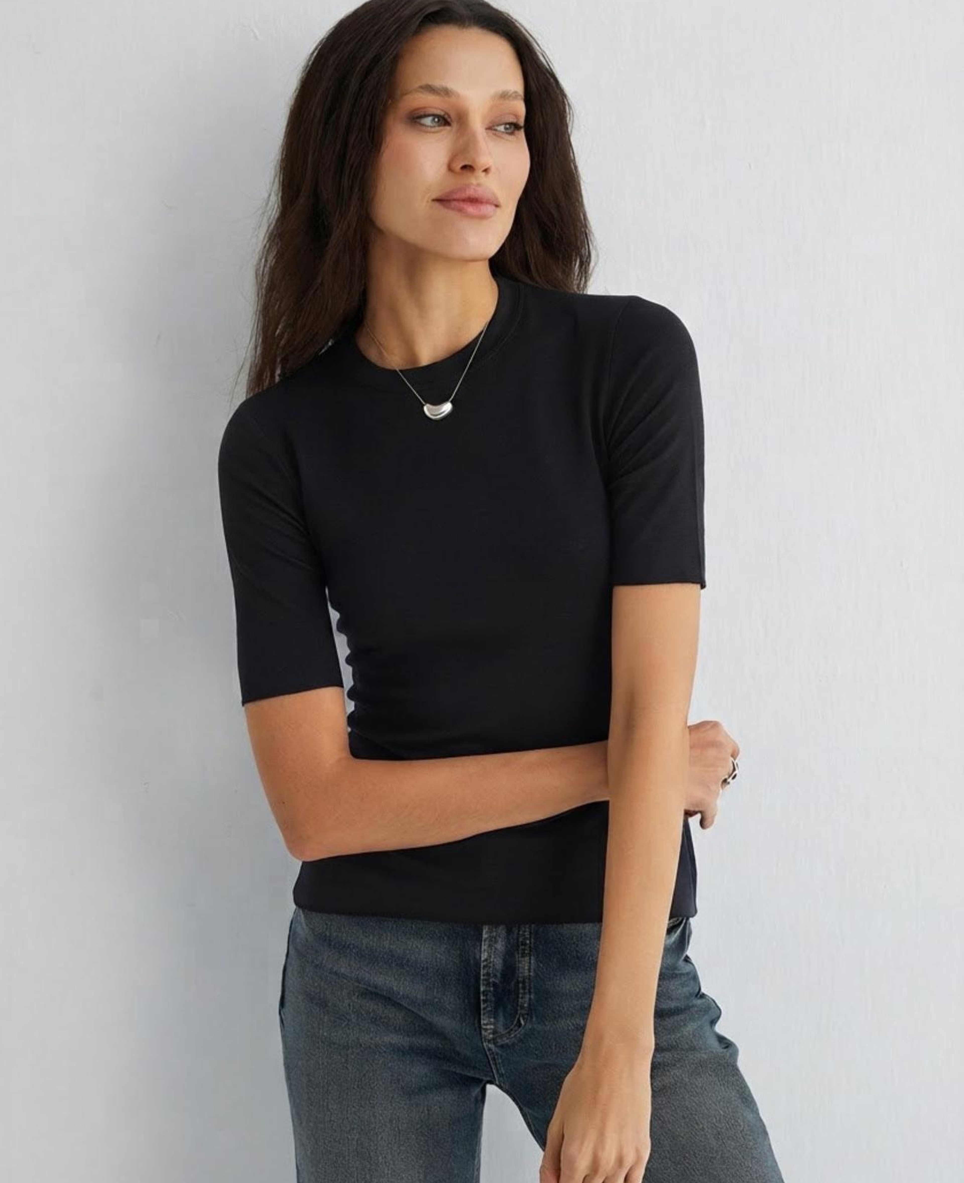 Siyah Ultralight Yuvarlak Yaka T-Shirt