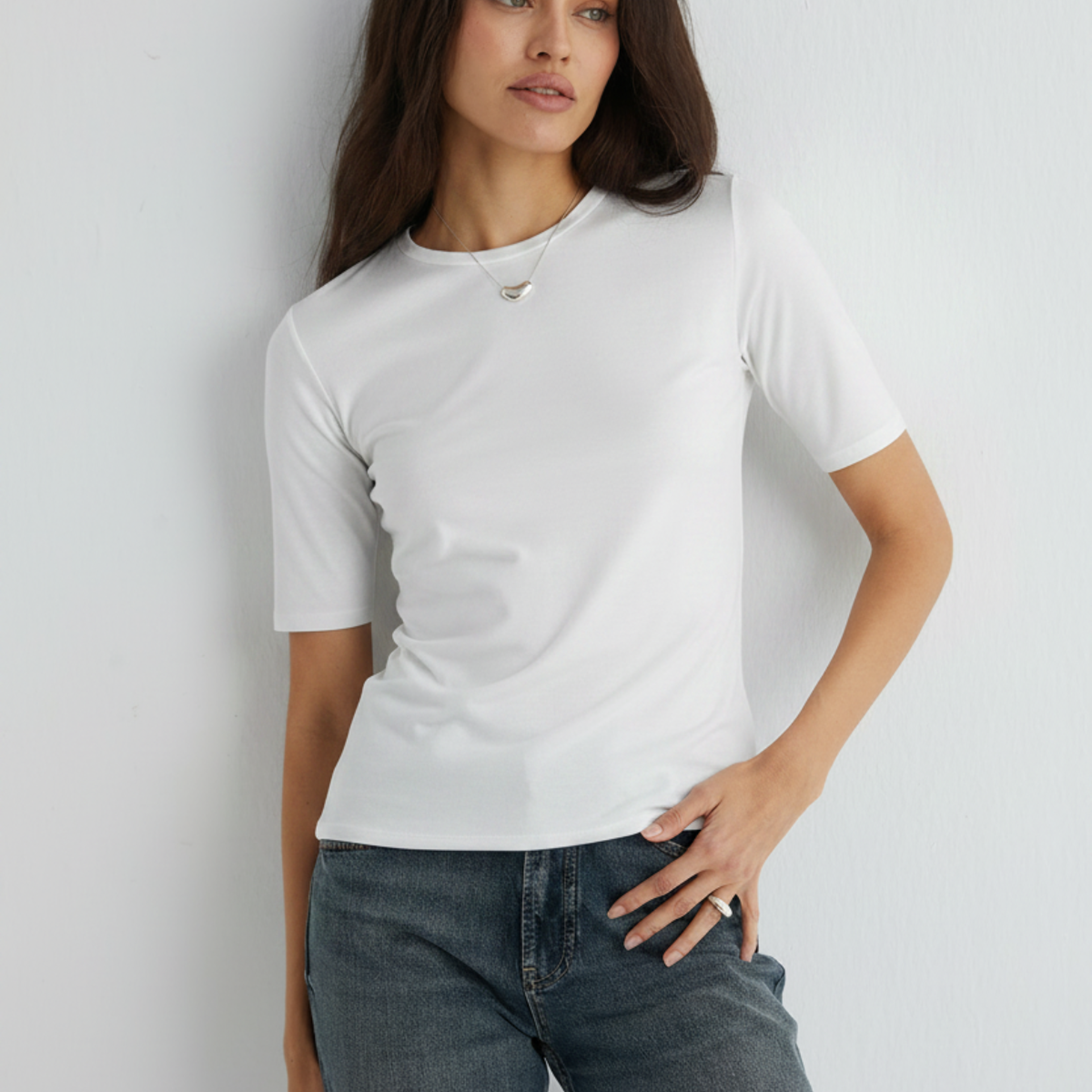 Ekru Ultralight Yuvarlak Yaka T-Shirt