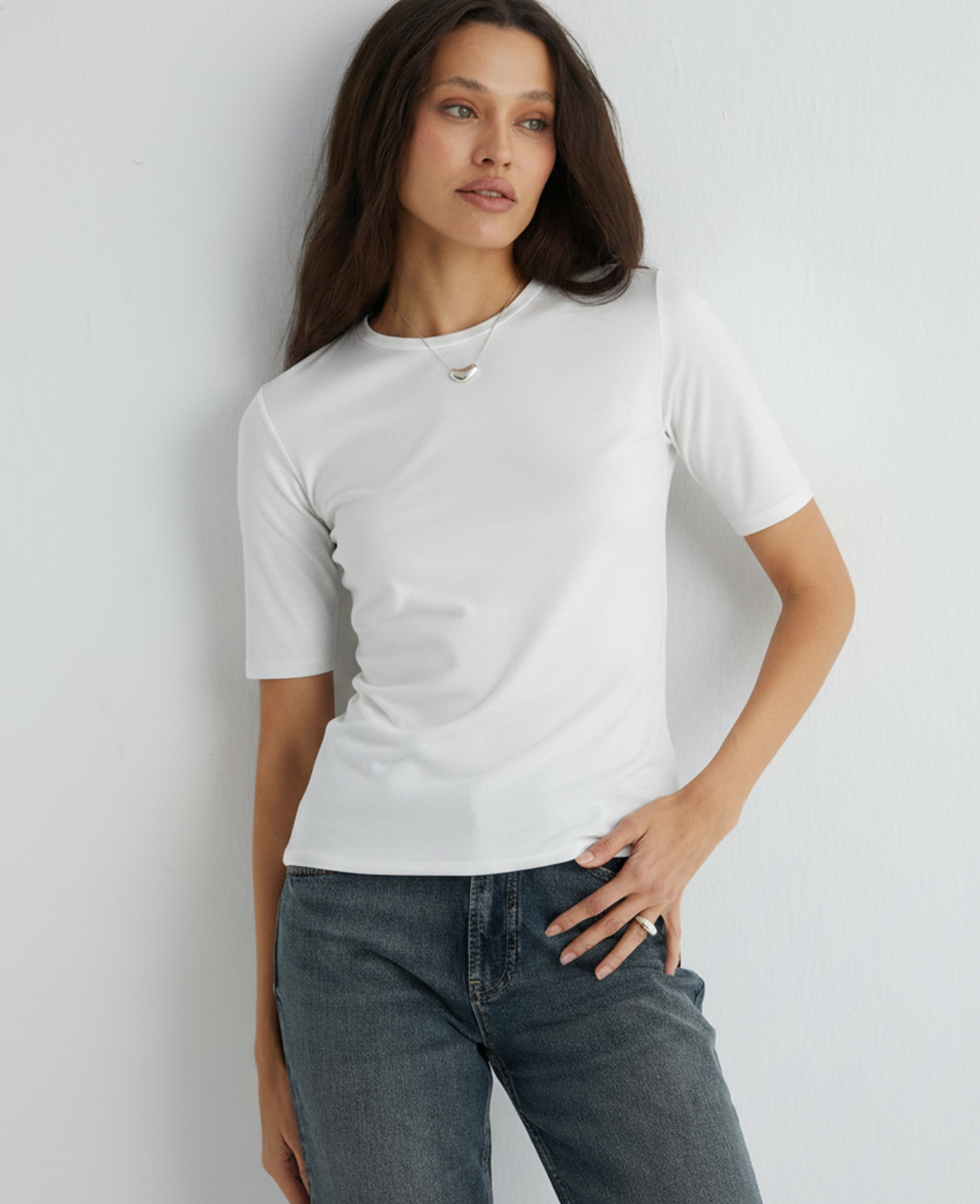 Ekru Ultralight Yuvarlak Yaka T-Shirt
