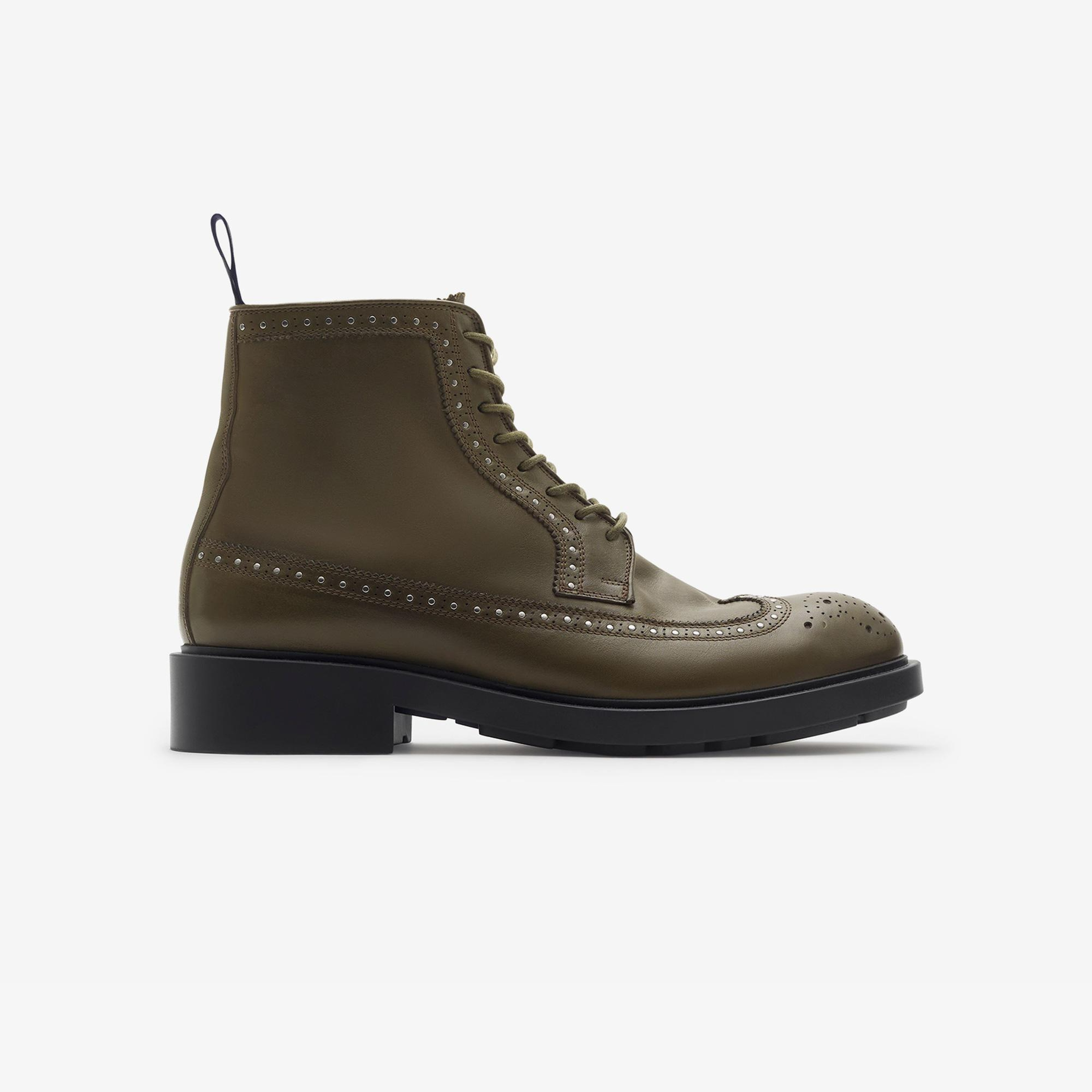 Burberry Studded Leather Loch Erkek Haki Bot