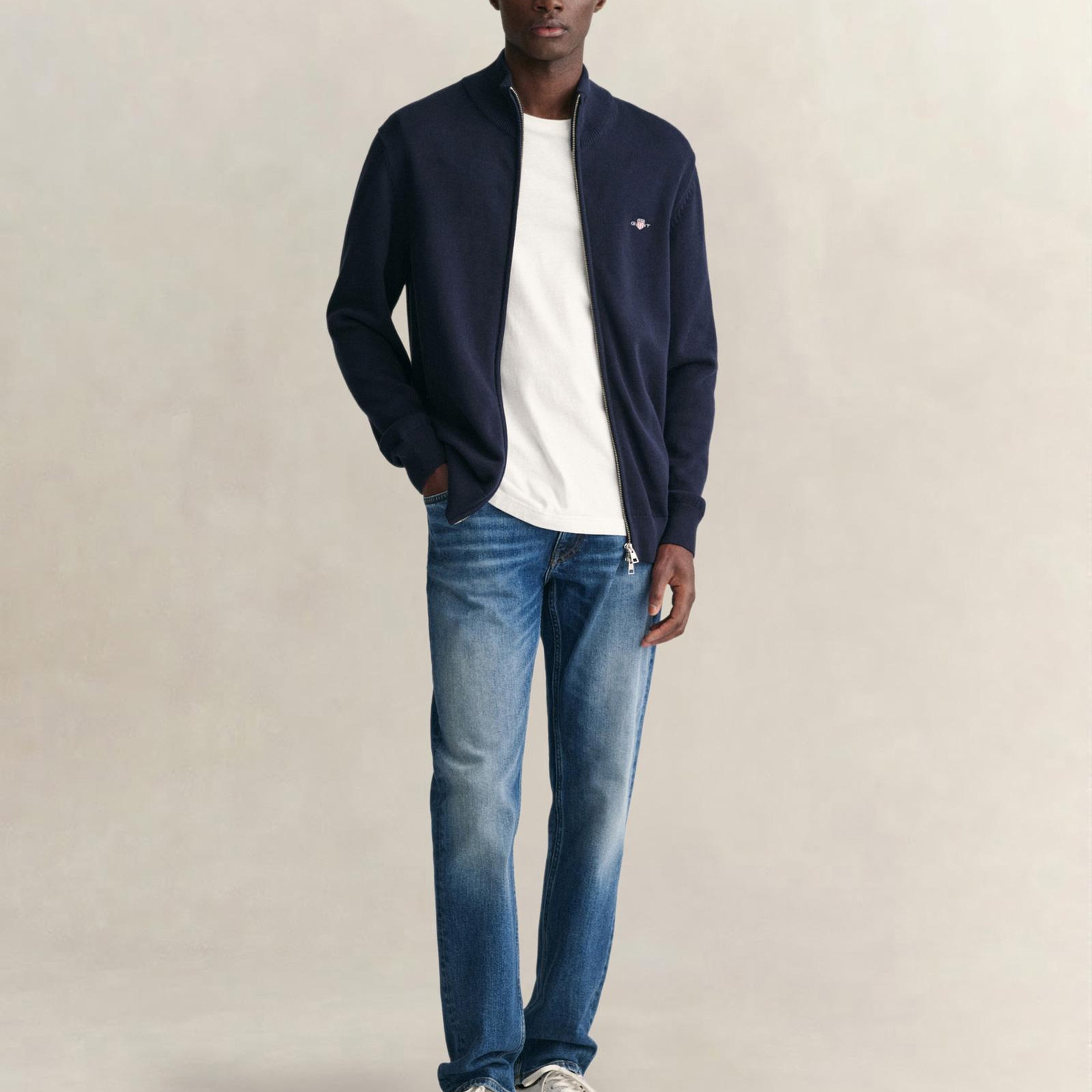 GANT Erkek Lacivert Regular Fit Fermuarlı Hırka