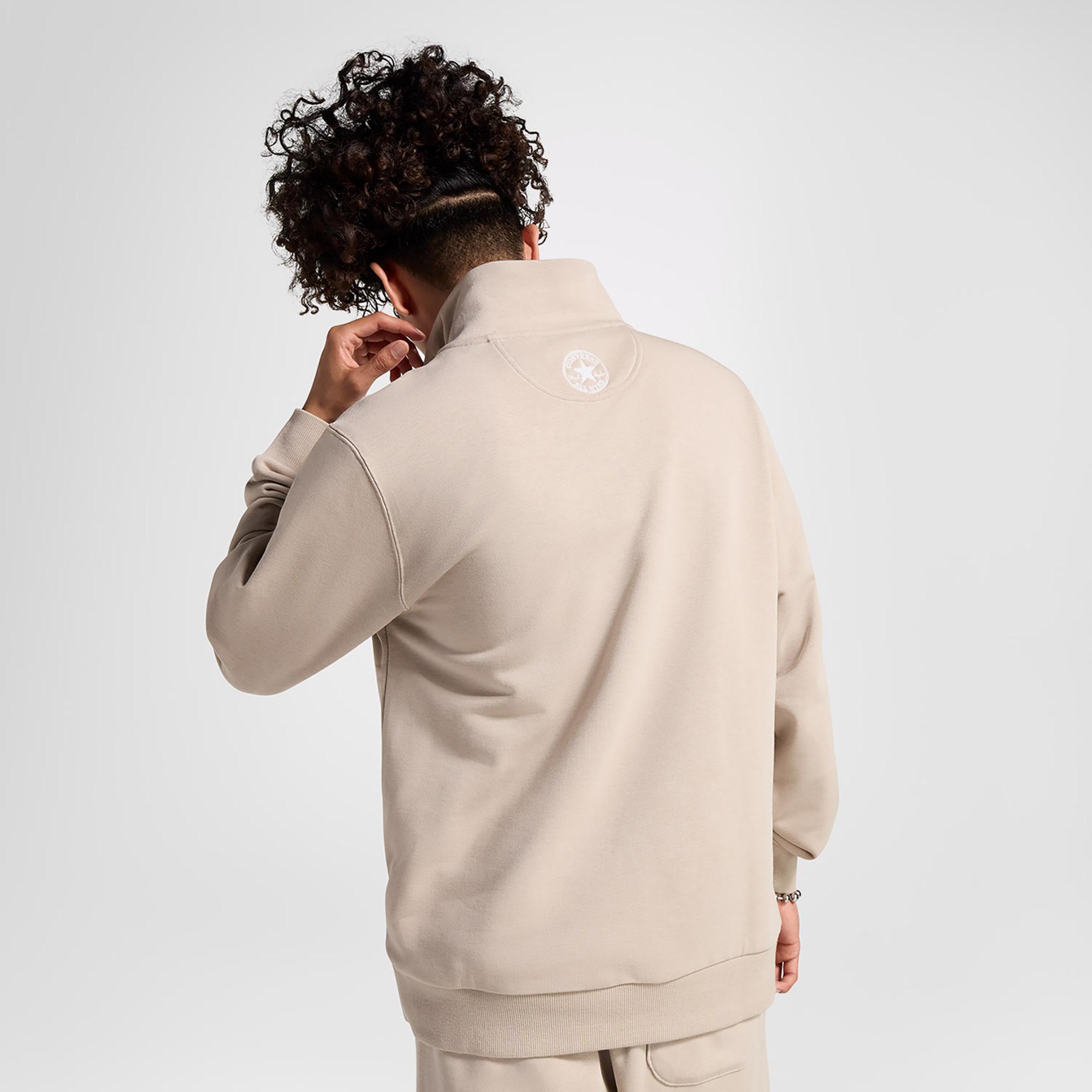 Converse Classic Sport Yarım Fermuarlı Erkek Bej Sweatshirt