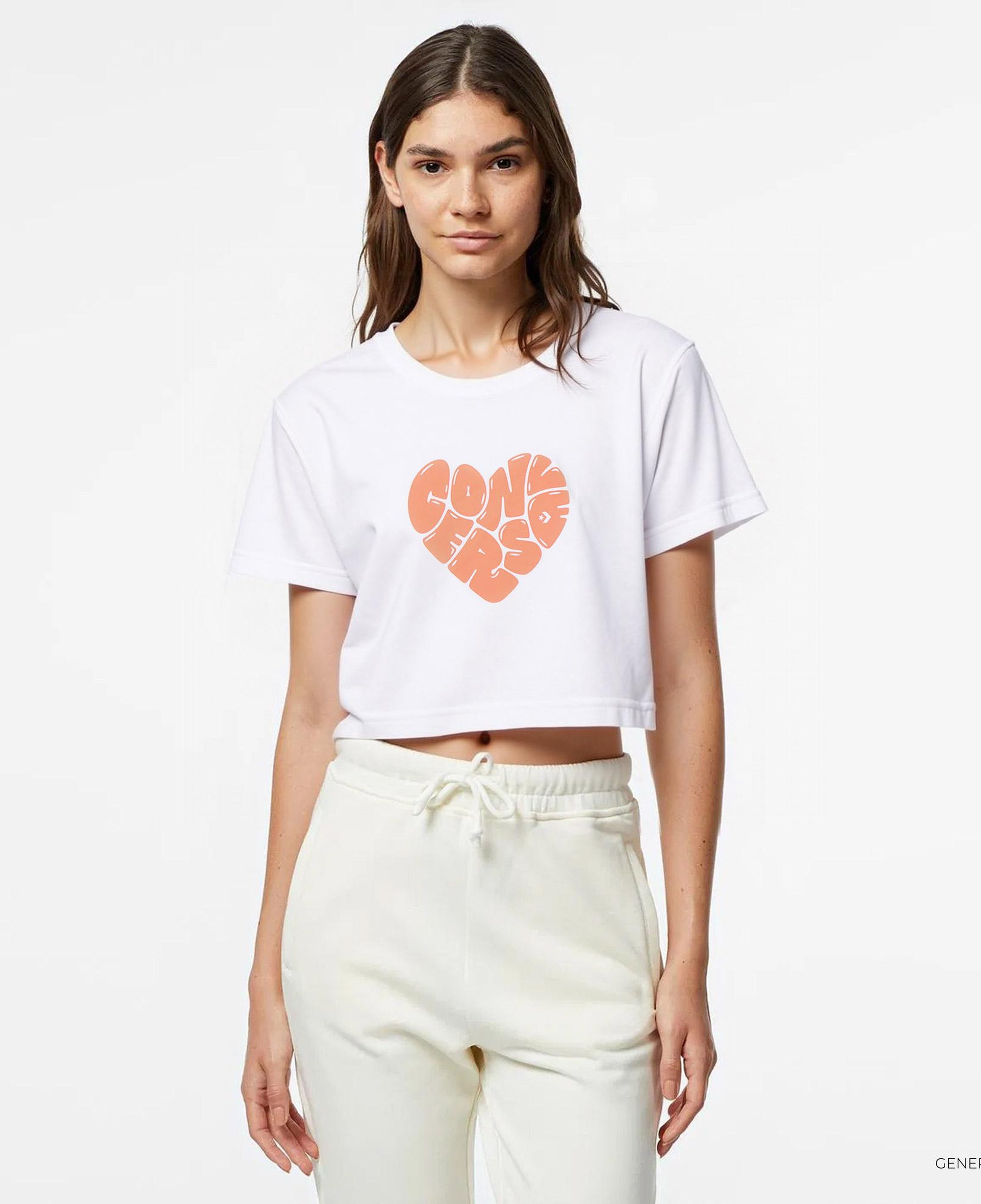Converse Heart Slim Fit Kadın Beyaz T-Shirt