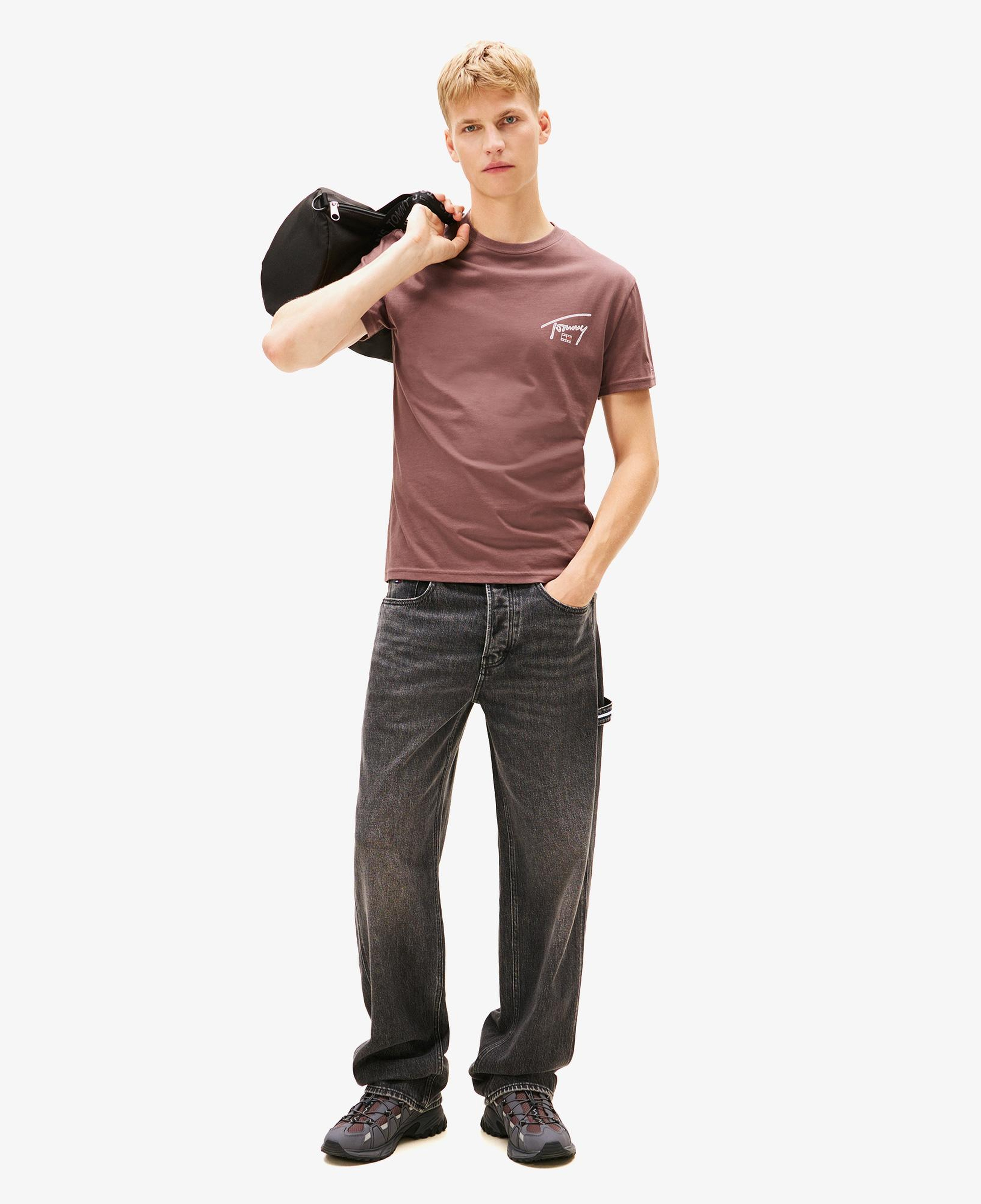Tommy Hilfiger Regular Sign Backprint Erkek Kahverengi T-Shirt