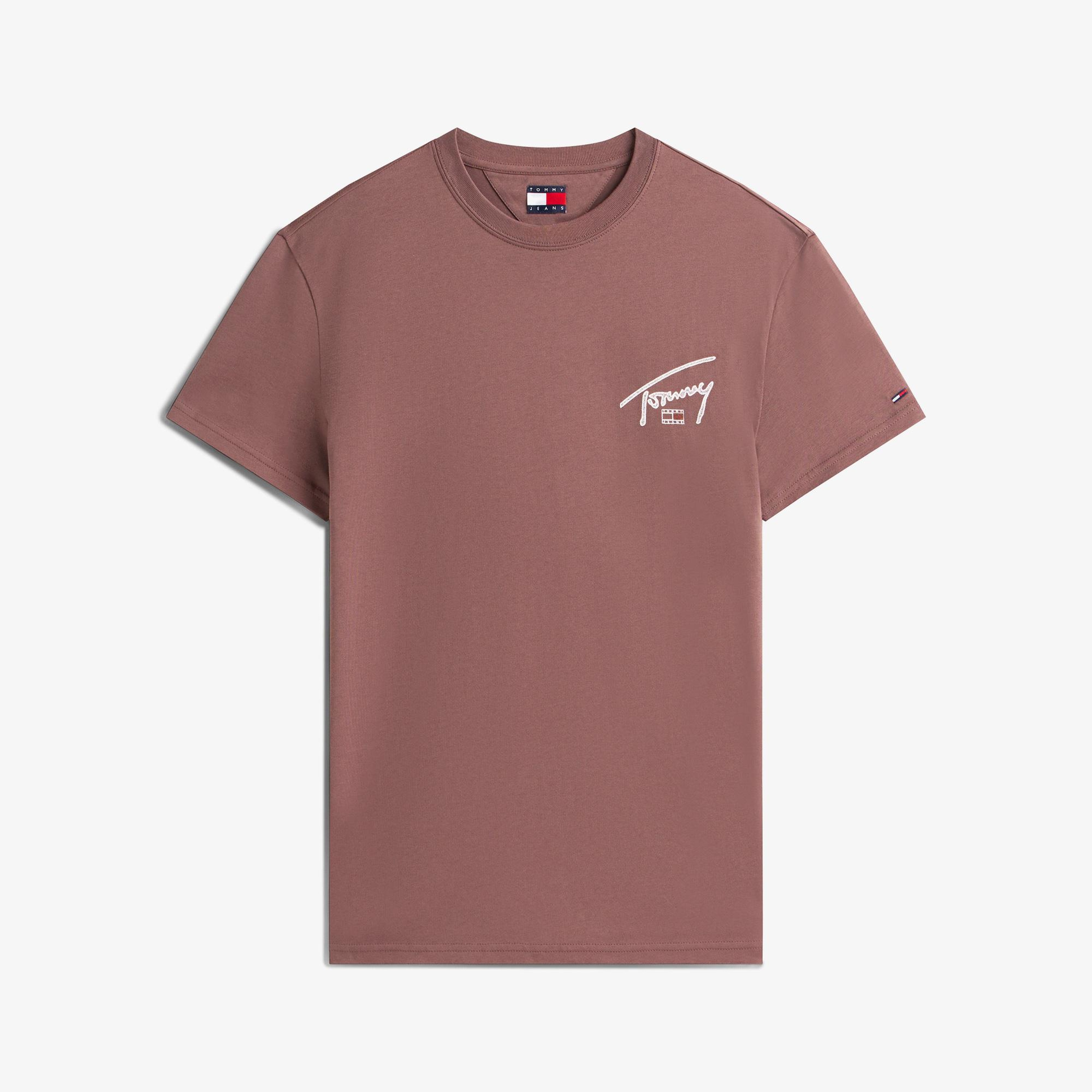 Tommy Hilfiger Regular Sign Backprint Erkek Kahverengi T-Shirt