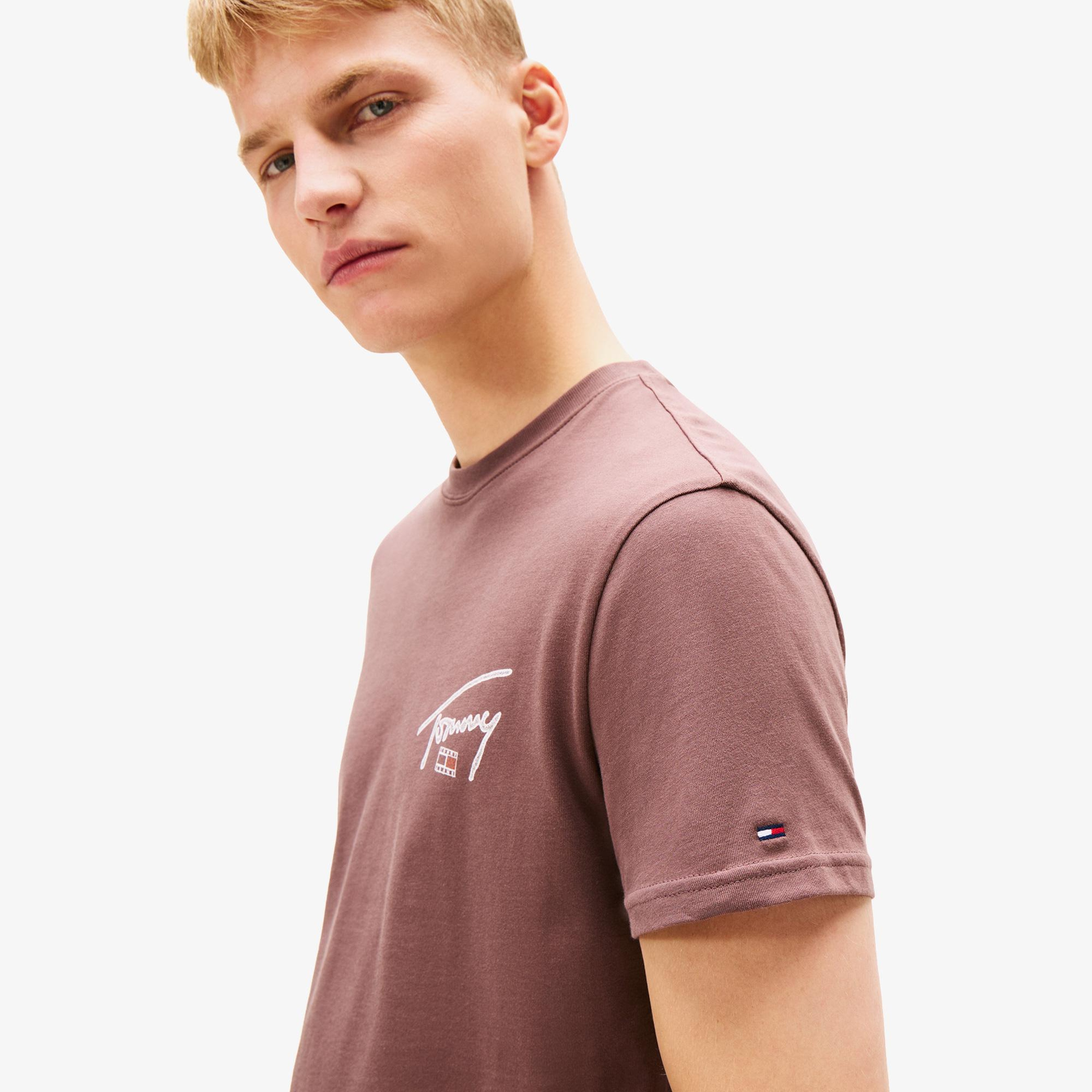 Tommy Hilfiger Regular Sign Backprint Erkek Kahverengi T-Shirt