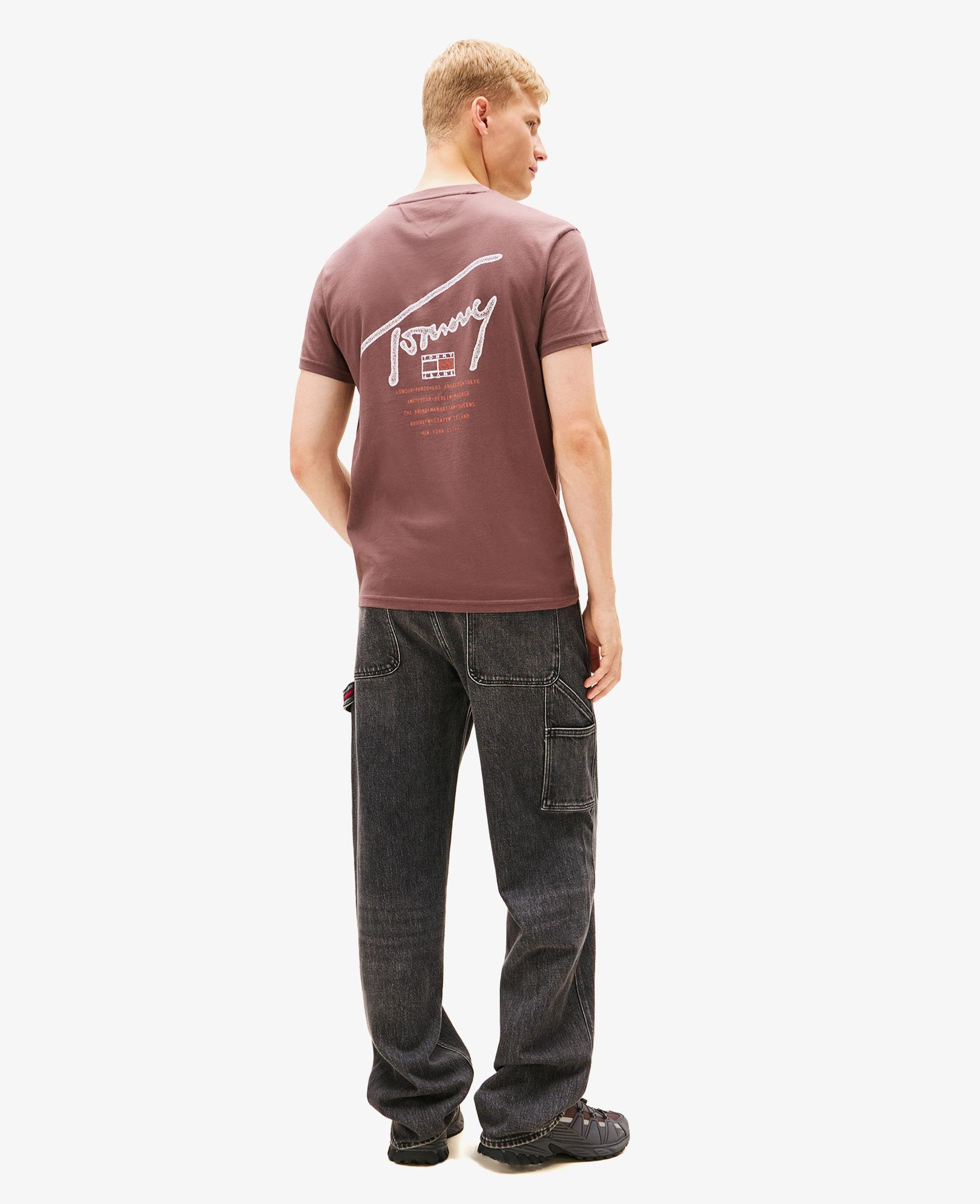 Tommy Hilfiger Regular Sign Backprint Erkek Kahverengi T-Shirt