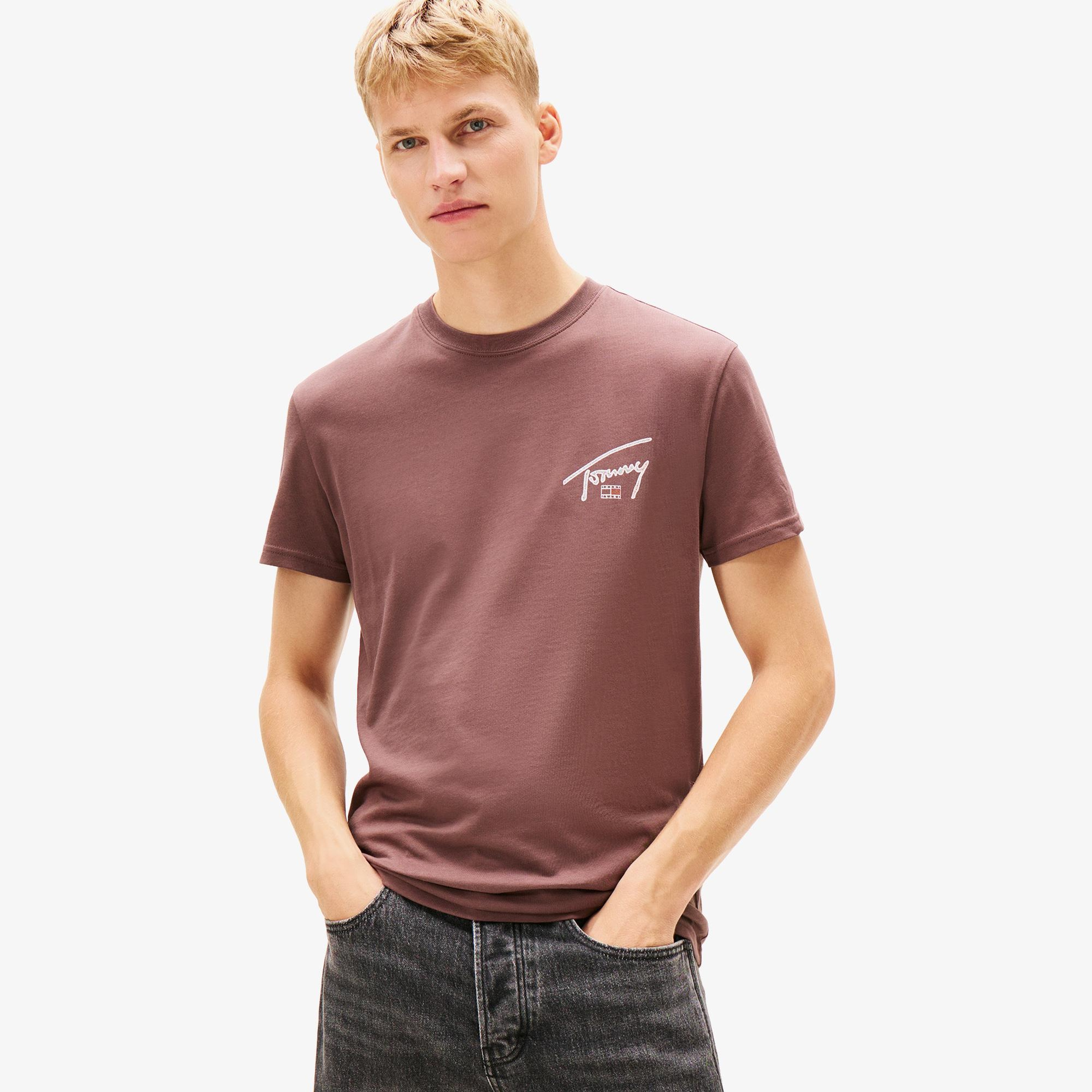 Tommy Hilfiger Regular Sign Backprint Erkek Kahverengi T-Shirt
