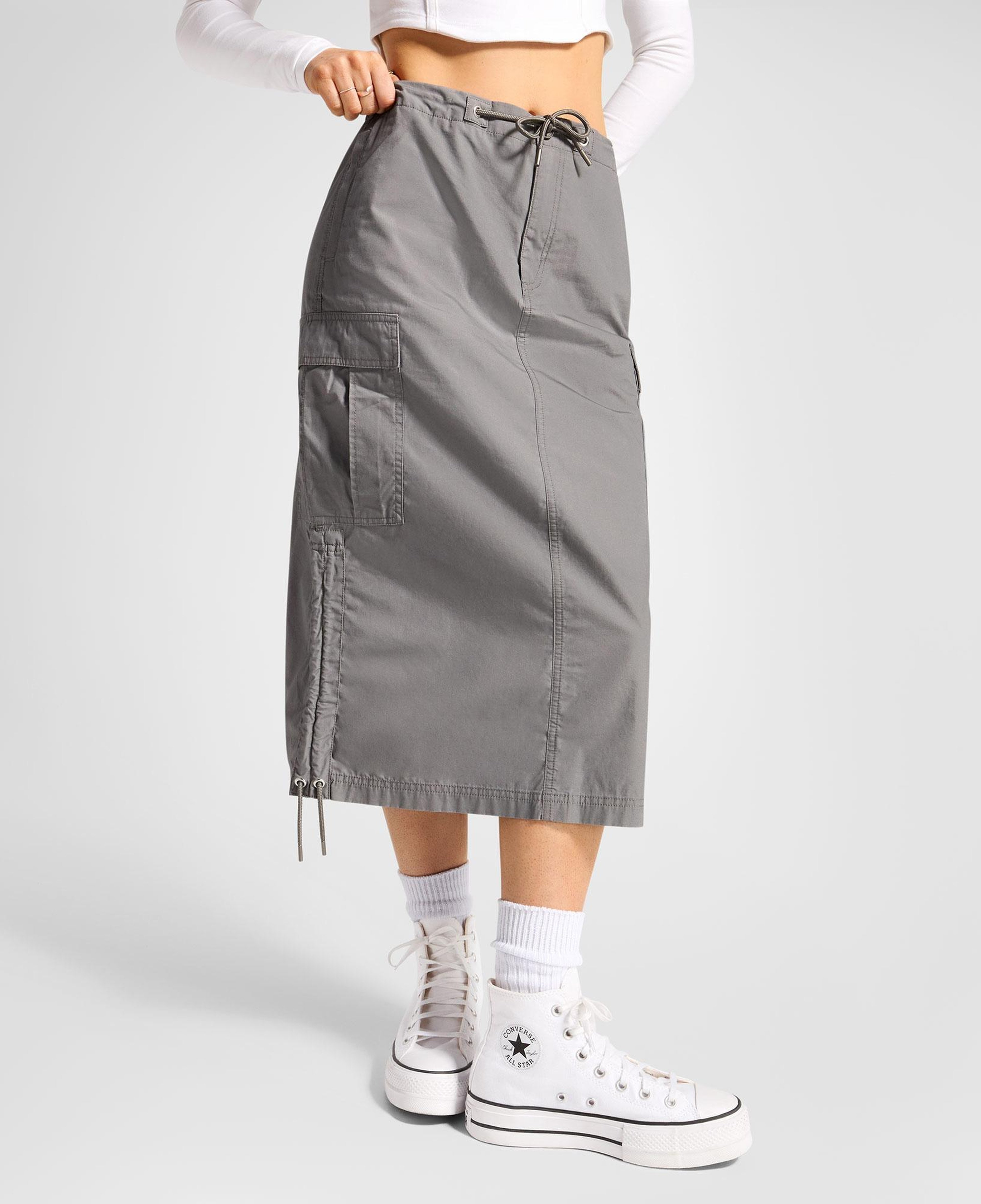 Converse Classic Dokuma Kadın Gri Cargo Etek