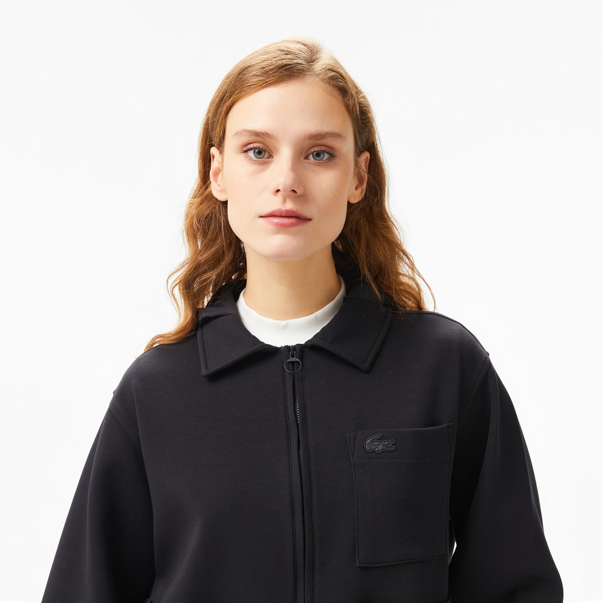Kadın Relaxed Fit Kapüşonlu Siyah Ceket