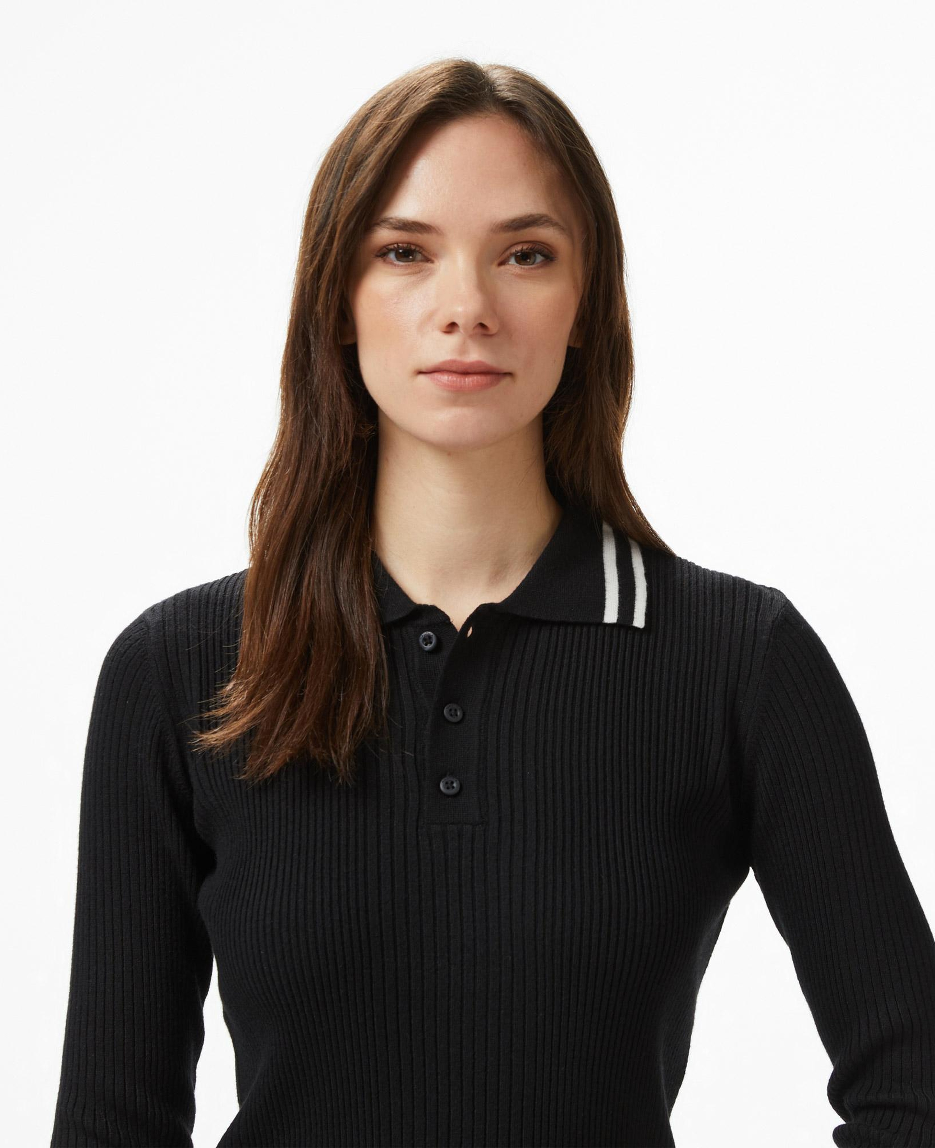 Nautica Kadın Siyah Classic Fit Uzun Kollu Polo Yaka T-Shirt