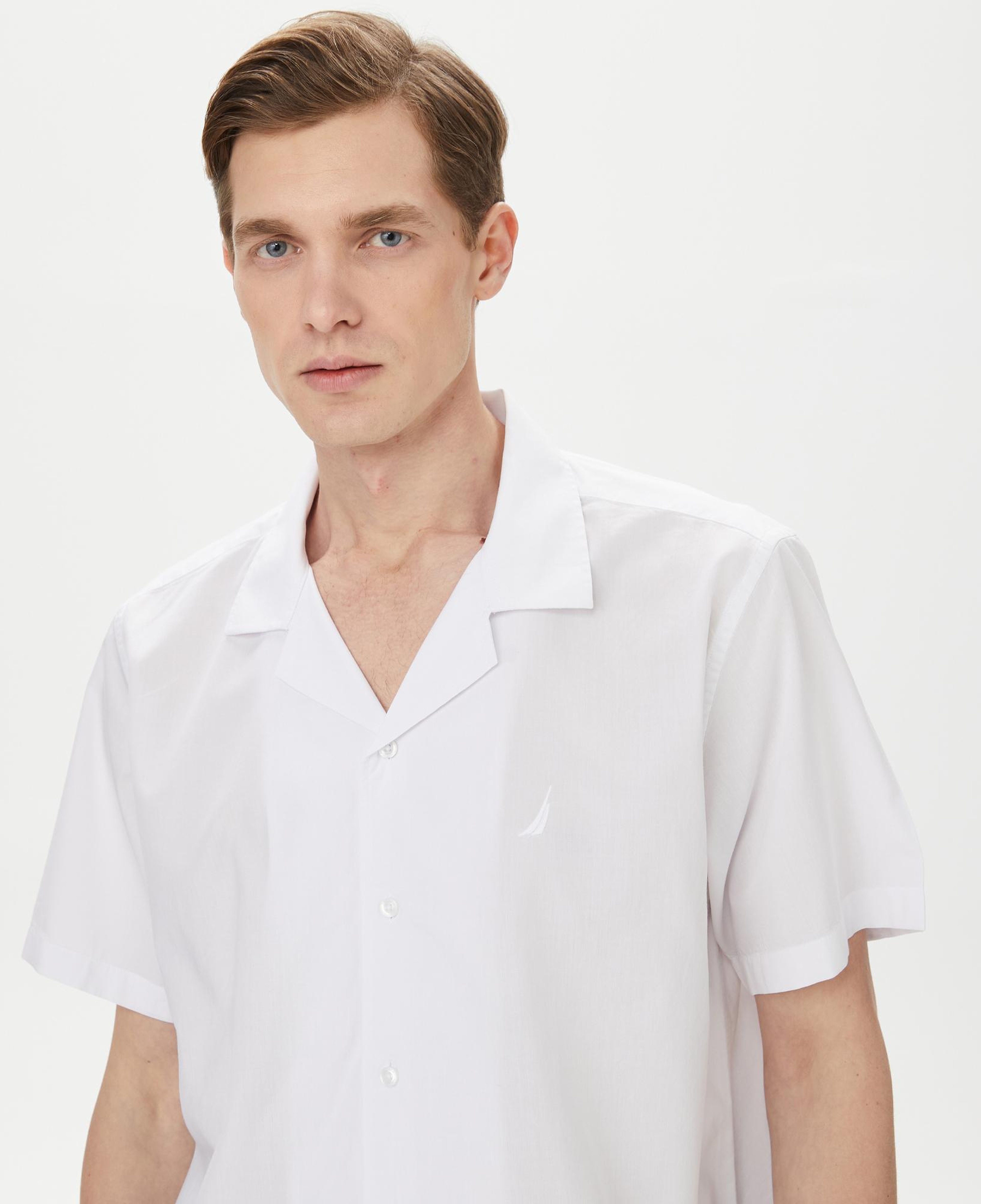 Nautica Erkek Beyaz Classic Fit Kısa Kollu Modal Karışımlı Gömlek