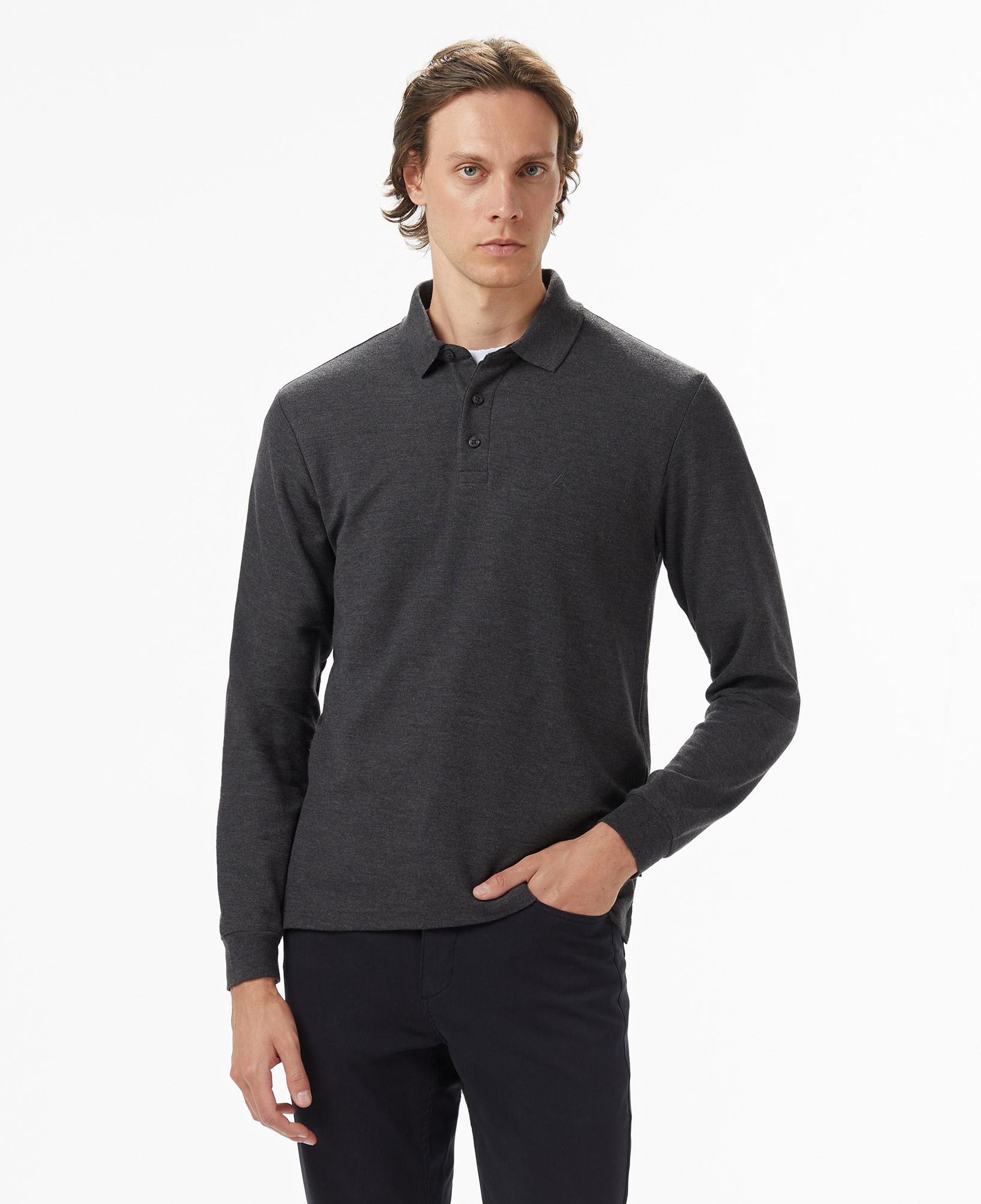 Nautica Erkek Gri Classic Fit Uzun Kollu Polo Yaka T-Shirt