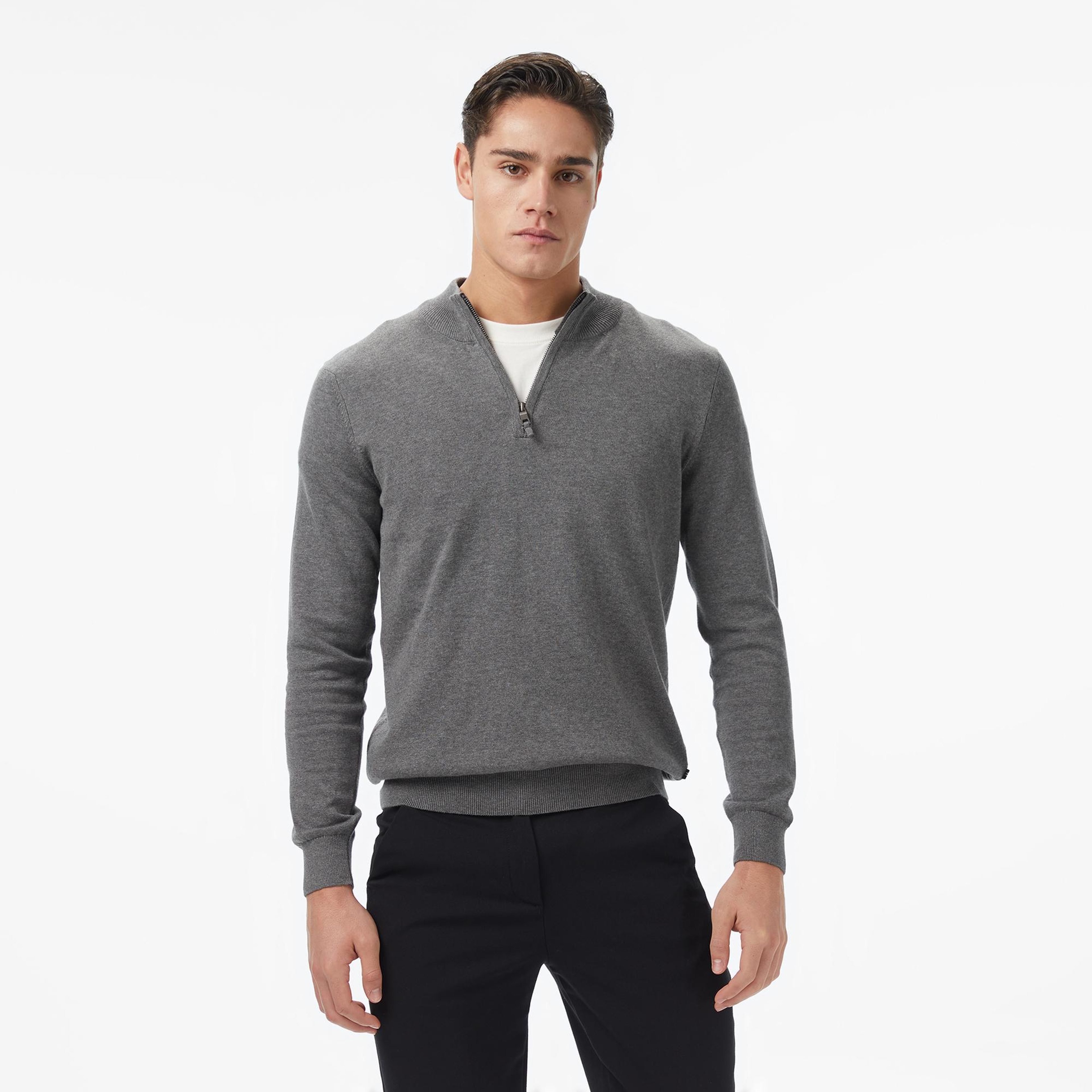 Nautica Erkek Gri Classic Fit Kazak